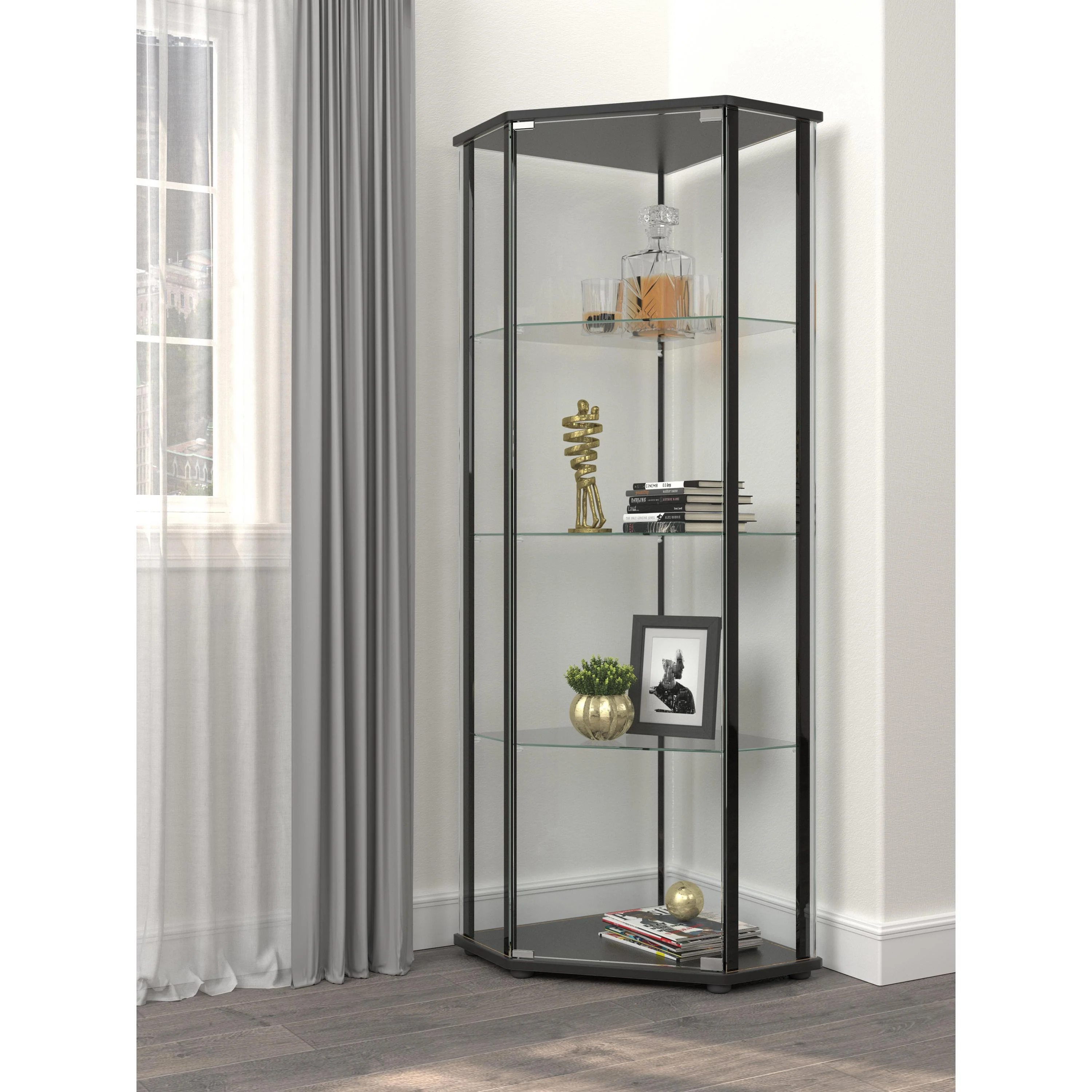 Coaster Furniture Zenobia 953234 4-shelf Curio Cabinet Display Case - Black - Image 2