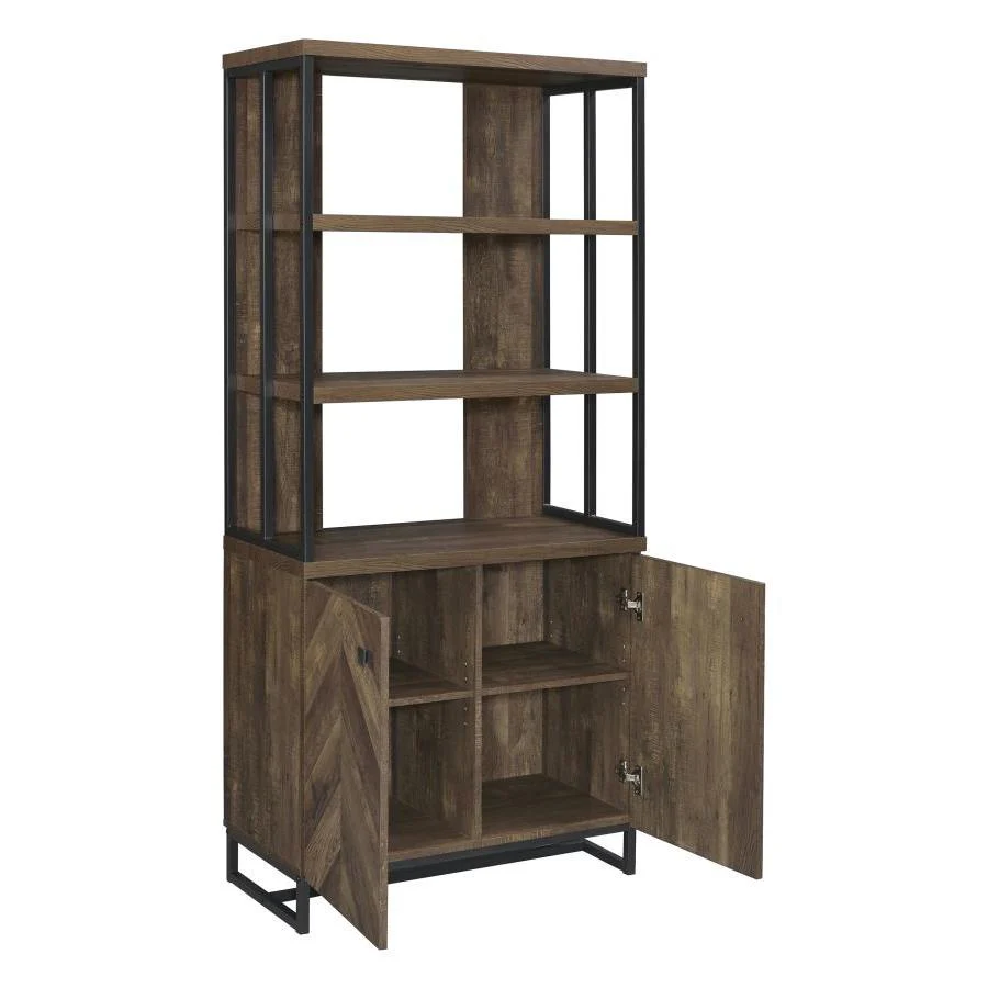 Coaster Furniture Millbrook 882093 71-inch 2-door Storage Bookshelf - Rustic Oak - Image 2