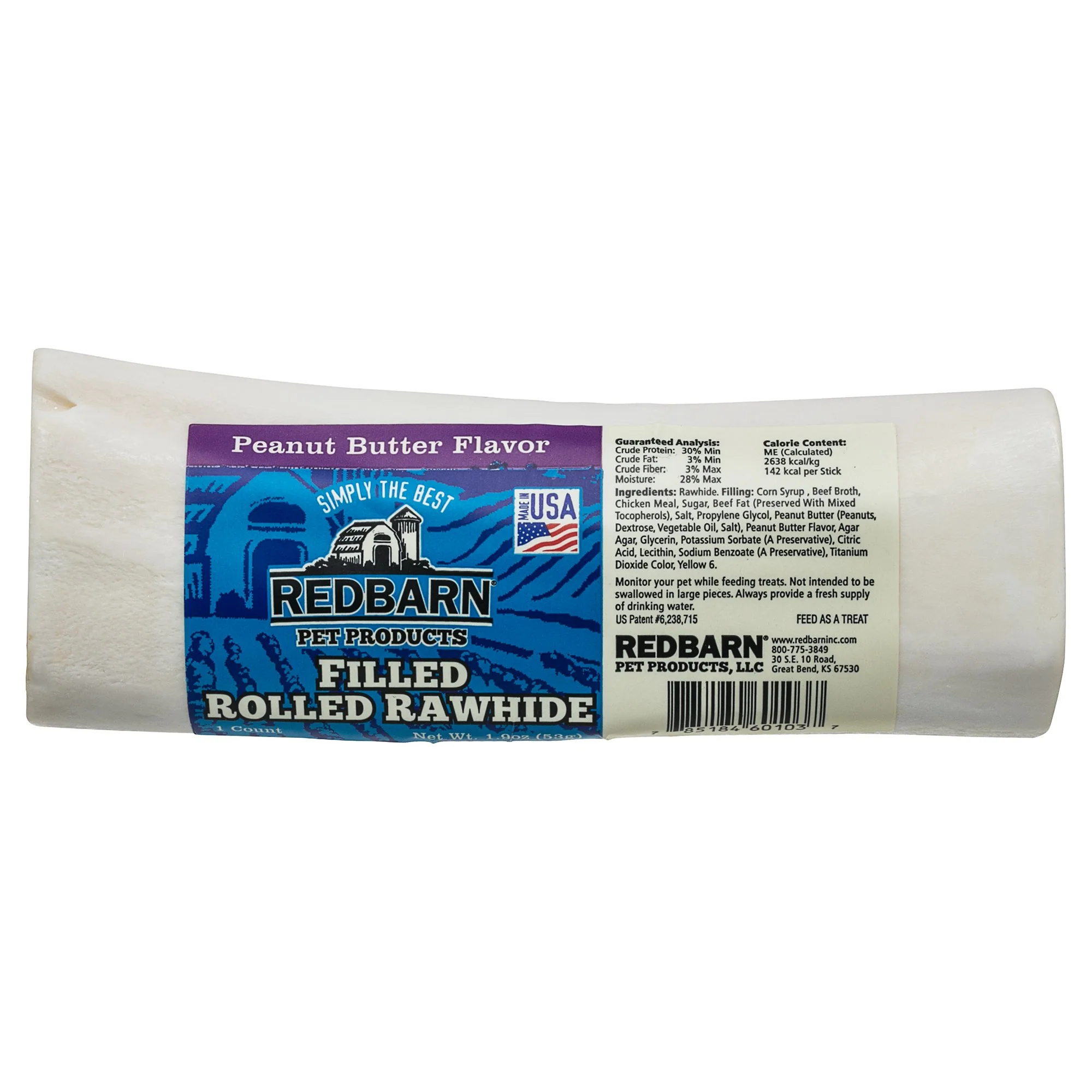 Redbarn 6in Large Peanut Butter Filled Bone Dog Treat - Image 1