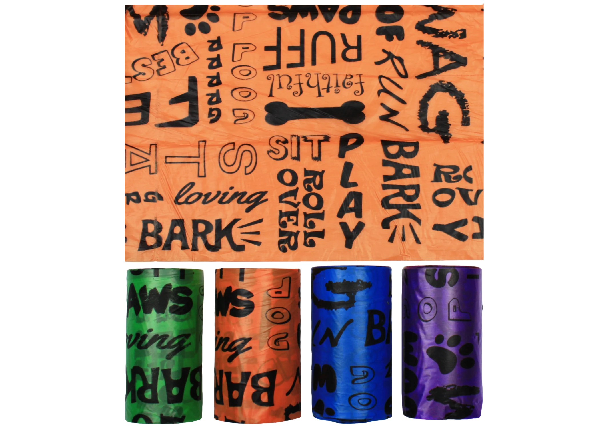 Multipet Waste Bags 15ct 2pk Words Print Assorted Colors
