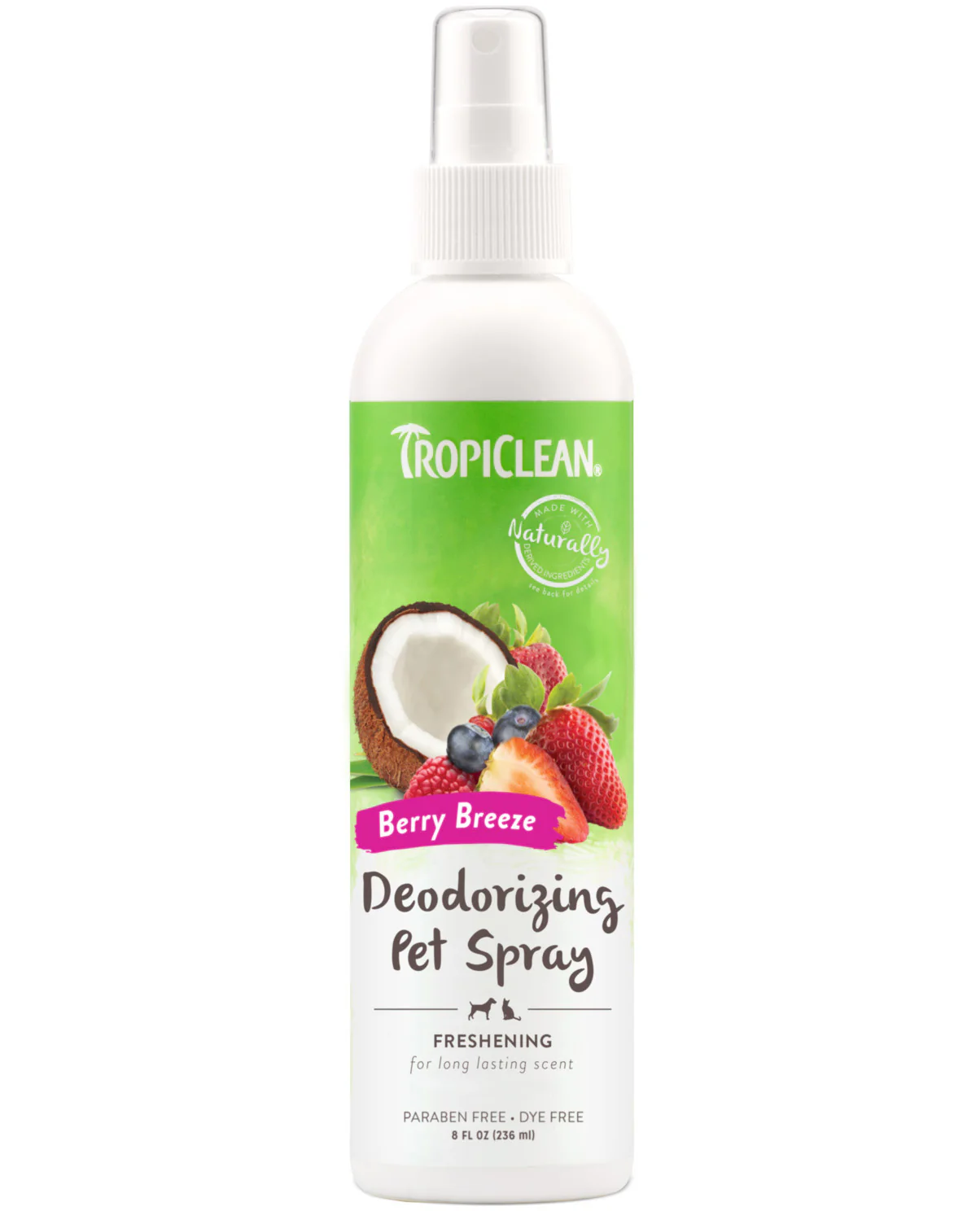 TropiClean Berry Breeze Deodorizing Spray for Pets, 8oz - Image 1
