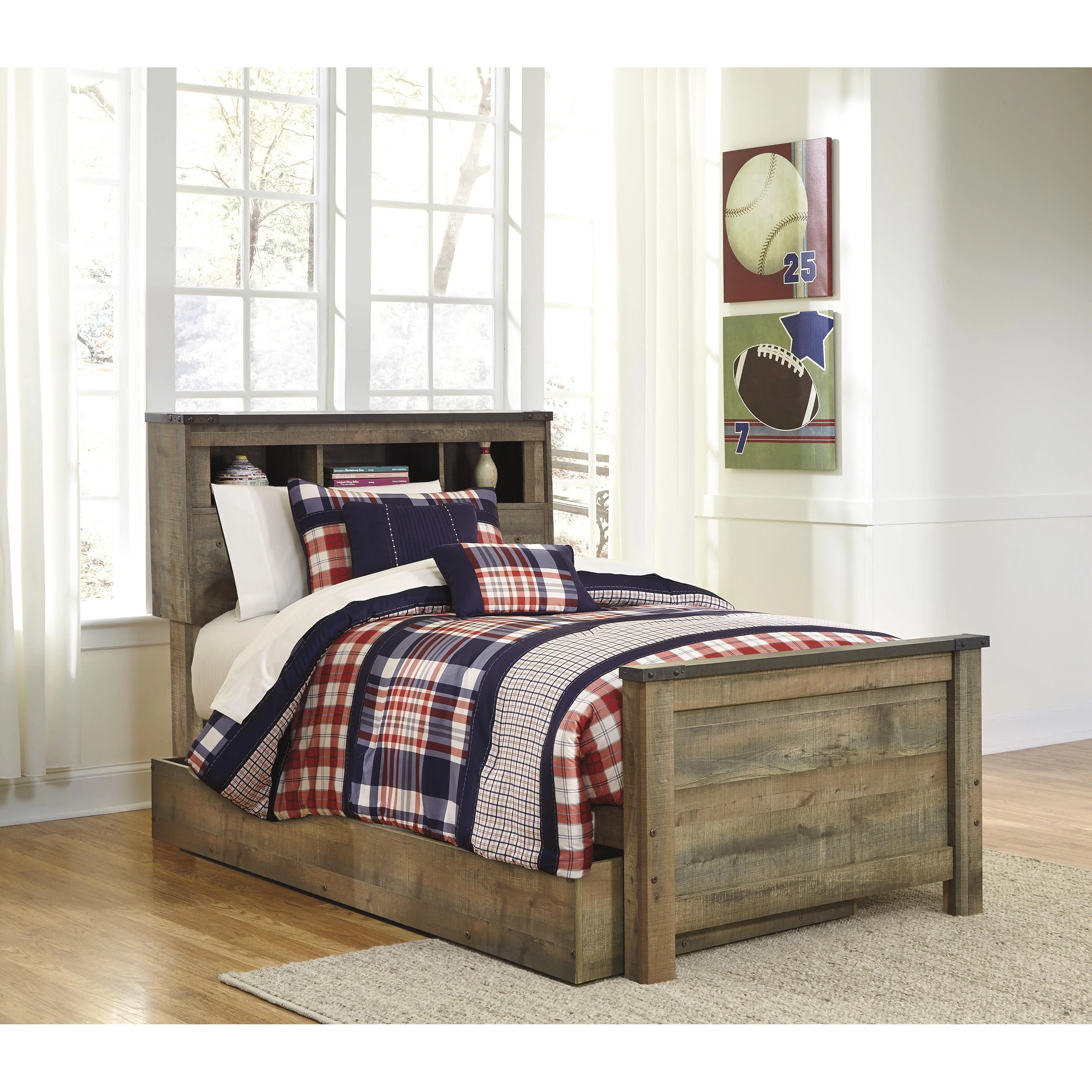 Signature Design by Ashley Trinell B446B22 Twin Bookcase Bed with 1 Large Storage Drawer - Image 2