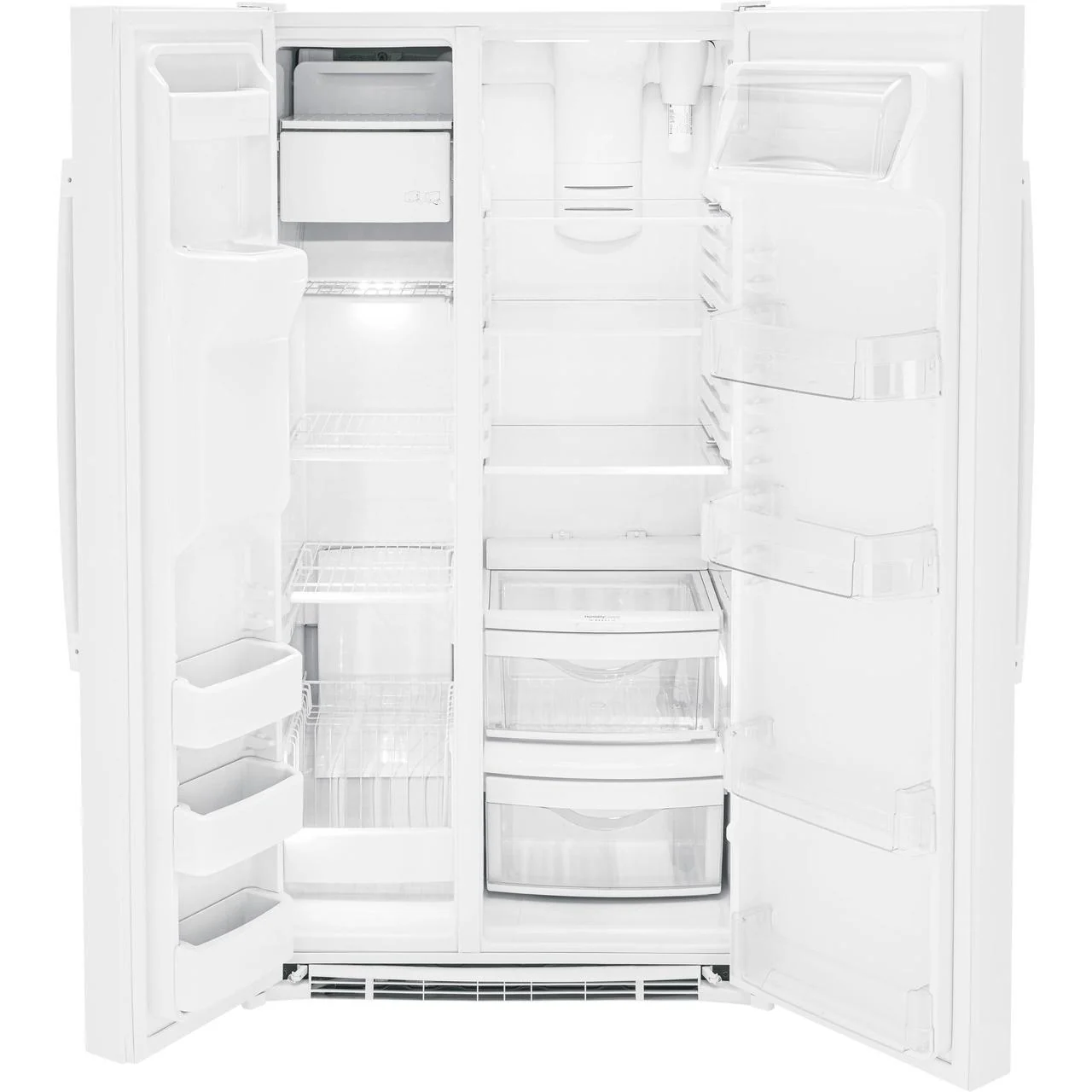 GE 36-inch, 25.3 cu. ft. Side-by-Side Refrigerator with Water and Ice Dispenser GSS25GGPWW - Image 2
