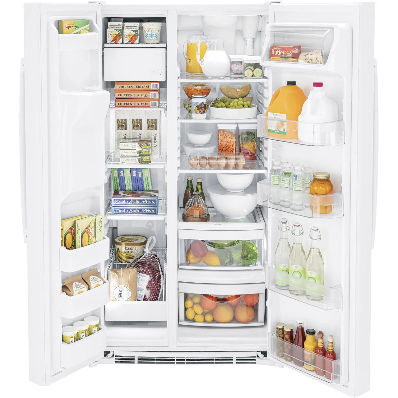 GE 36-inch, 25.3 cu. ft. Side-by-Side Refrigerator with Water and Ice Dispenser GSS25GGPWW - Image 3