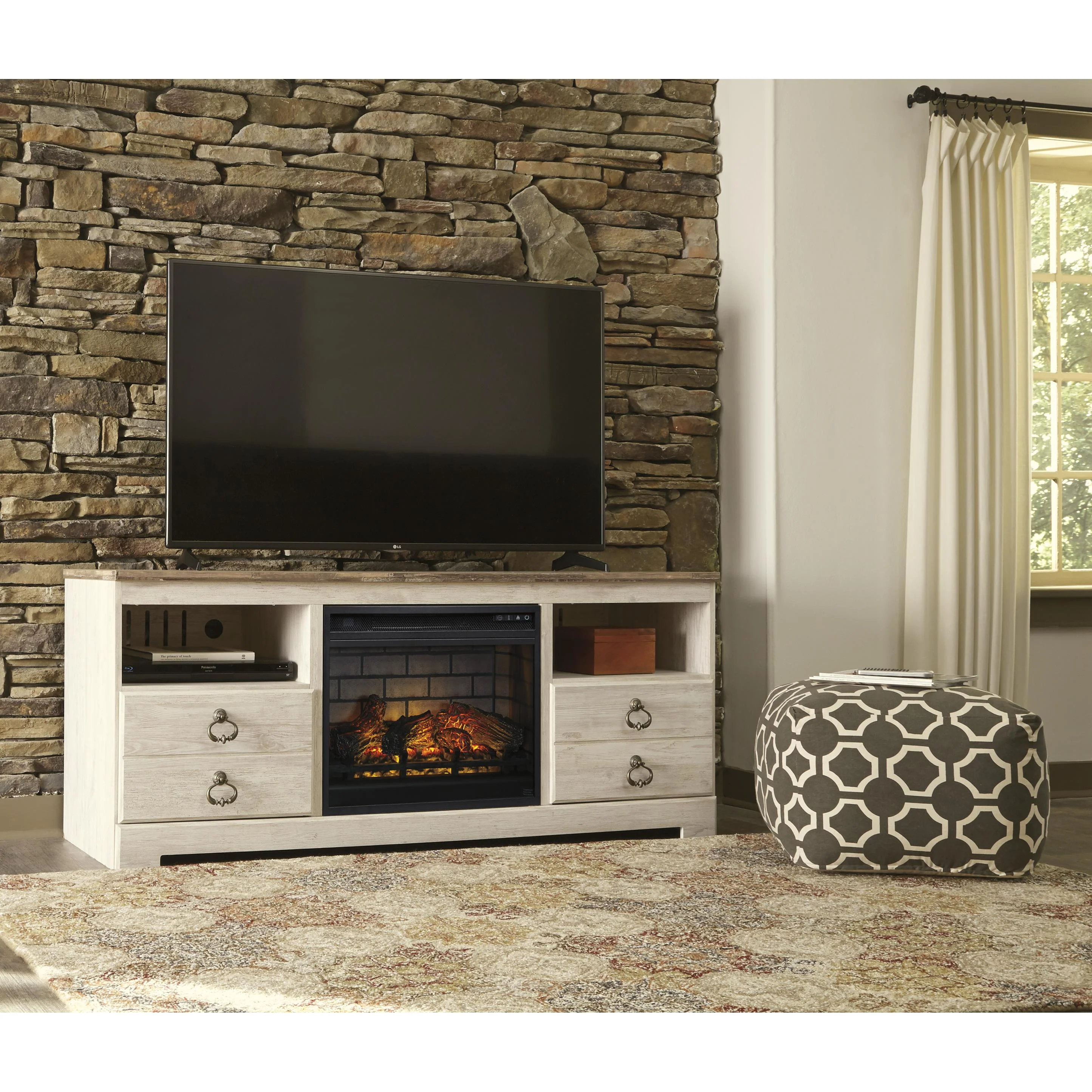 Signature Design by Ashley Willowton W267W8 64" TV Stand with Electric Fireplace - Image 2