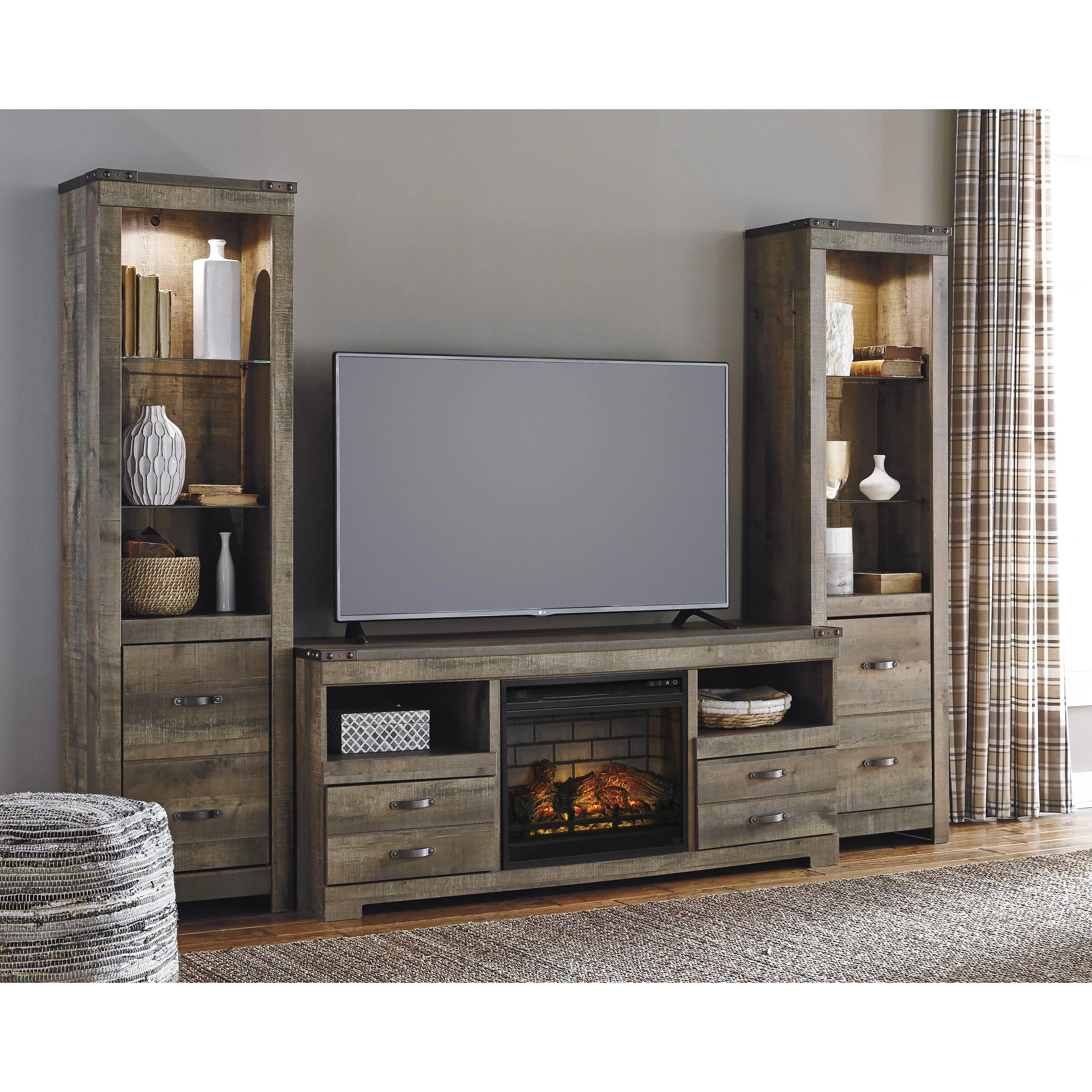 Signature Design by Ashley Trinell W446W9 63" TV Stand with Electric Fireplace - Image 3