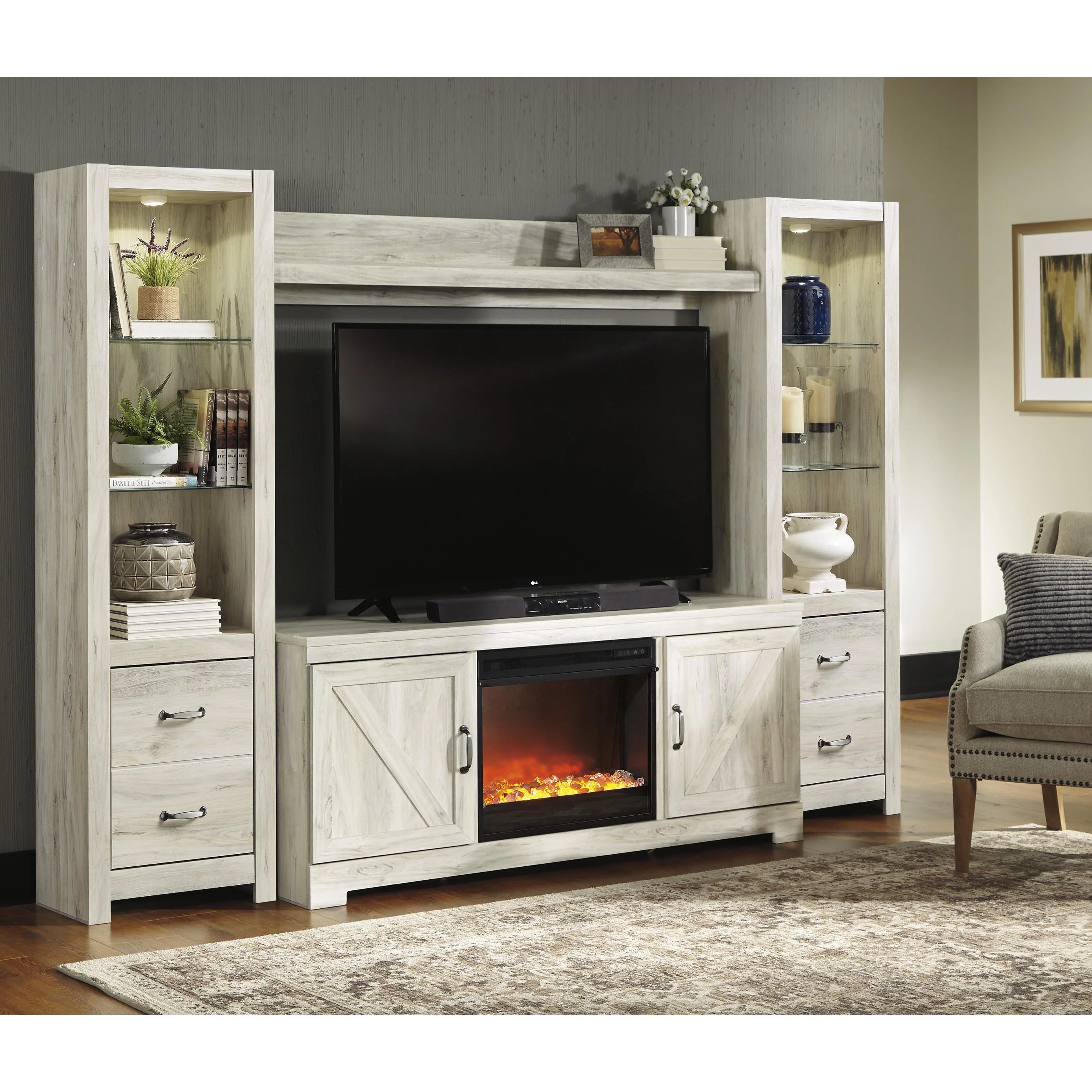 Signature Design by Ashley Bellaby W331W5 4 pc Entertainment Center with Fireplace - Image 2