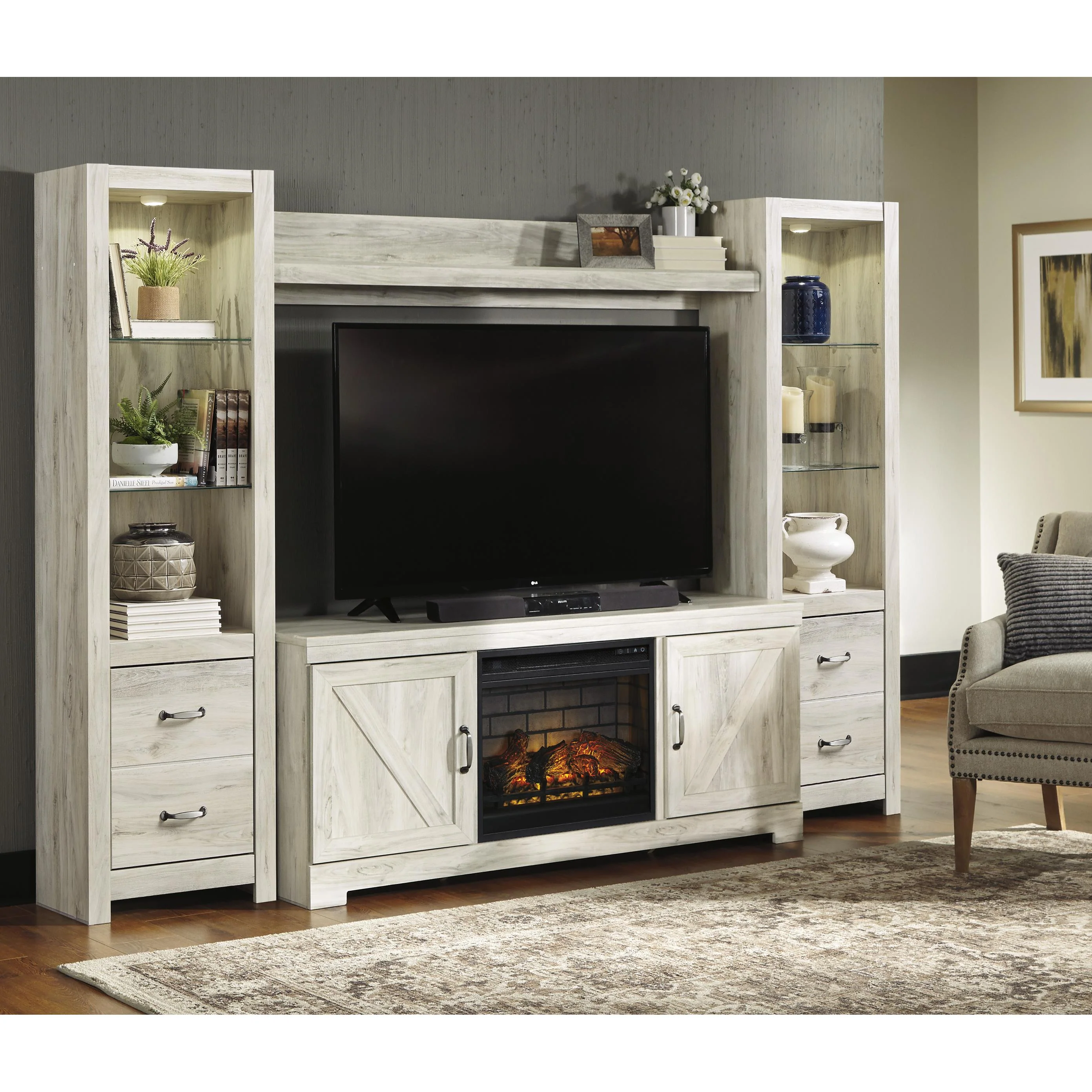 Signature Design by Ashley Bellaby W331W8 4 pc Entertainment Center with Electric Fireplace - Image 2