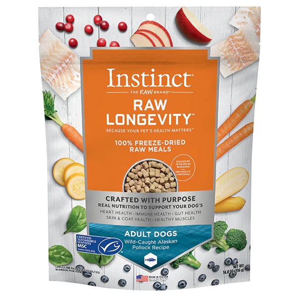 Instinct® Raw Longevity™ 100% Freeze-Dried Raw Meals Wild-Caught Alaskan Pollock Recipe for Dogs 14oz Bag - Image 1