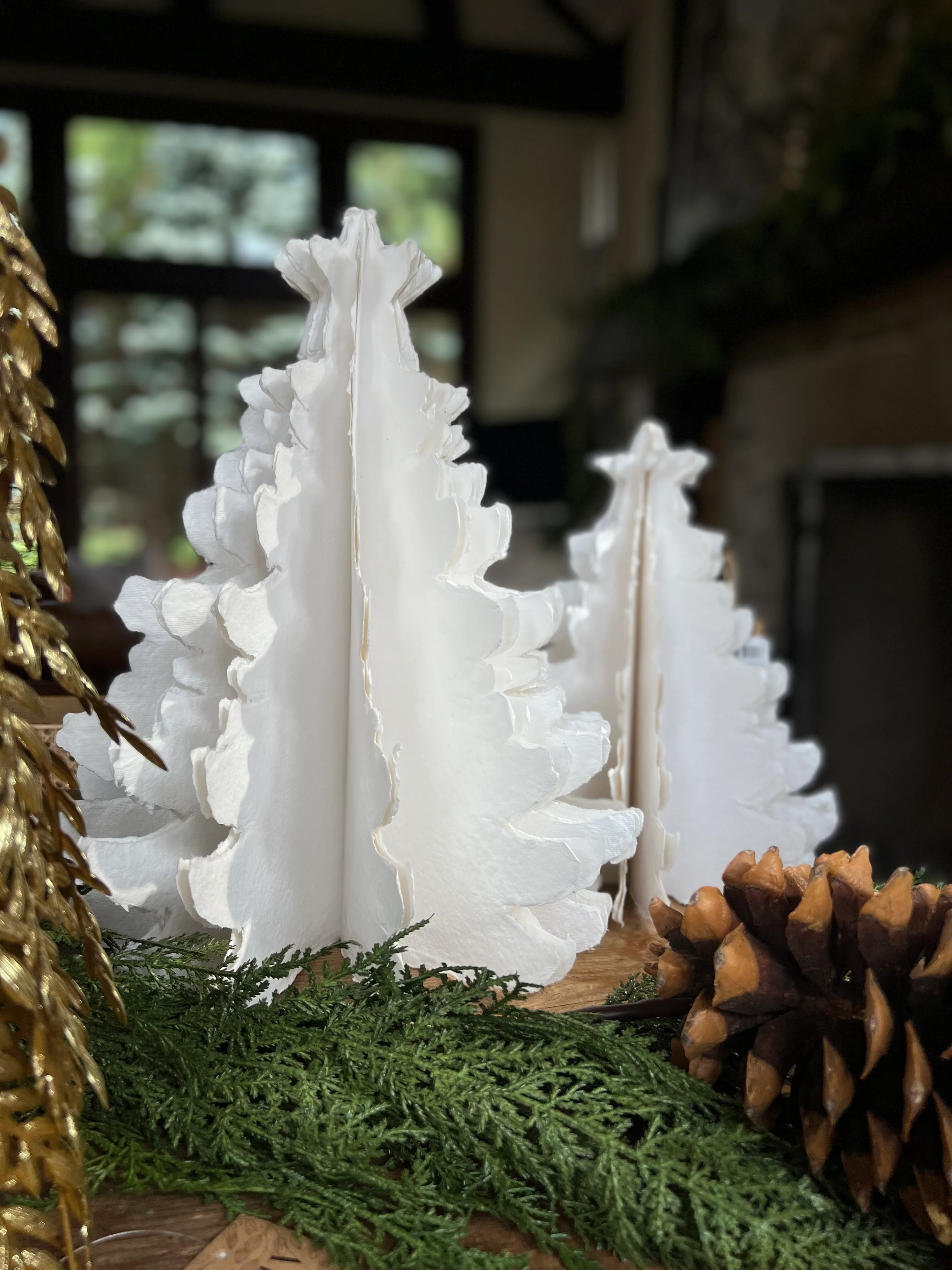 Handmade Ivory Paper Tree, Small and Large - Image 1