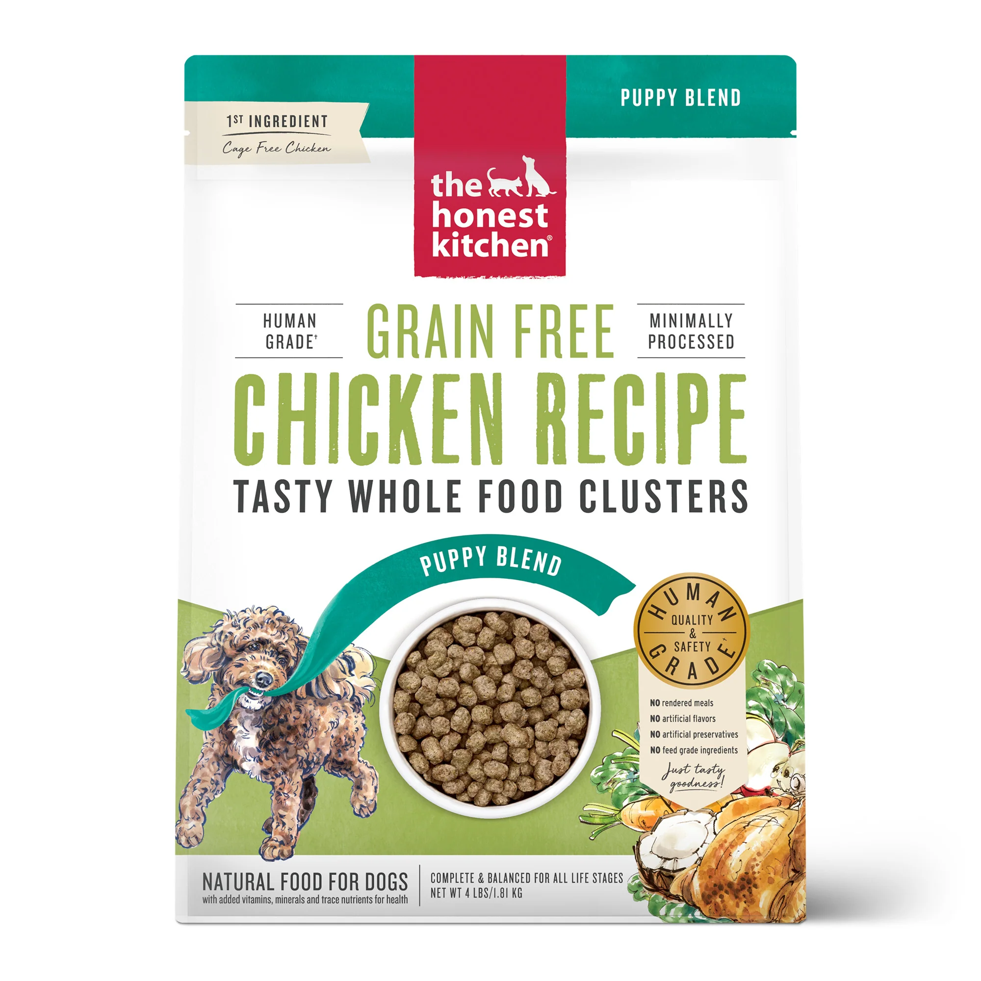The Honest Kitchen Whole Food Clusters Puppy Grain Free Chicken Dry Dog Food 4lb - Image 1