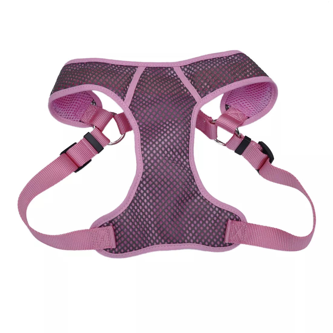 Coastal Comfort Soft Sport Wrap 1in Wide 28-36in Adjustable Dog Harness Grey with Pink - Image 1