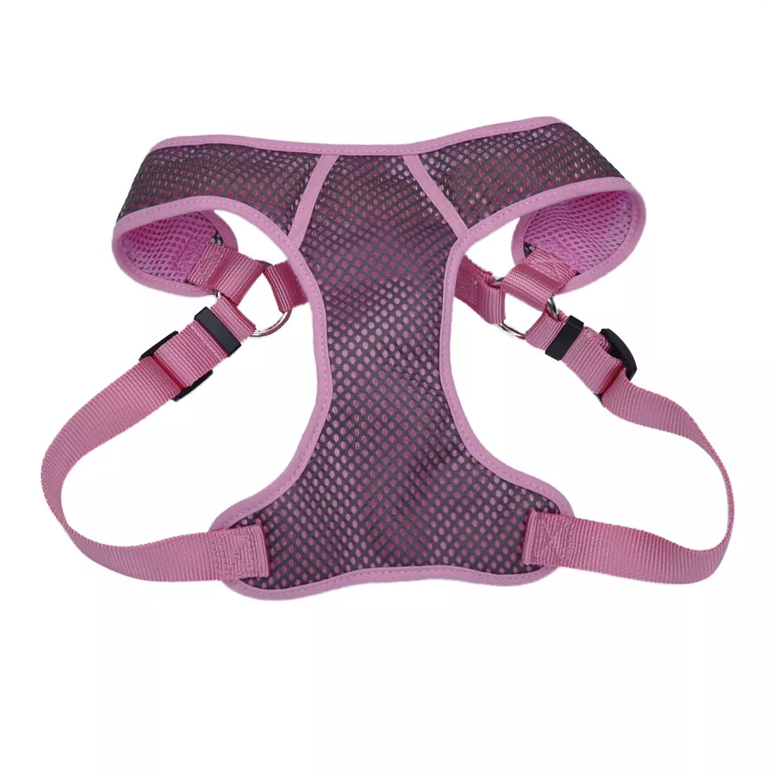 Coastal Comfort Soft Sport Wrap 5/8in Wide 19-23in Adjustable Dog Harness Grey with Pink - Image 1