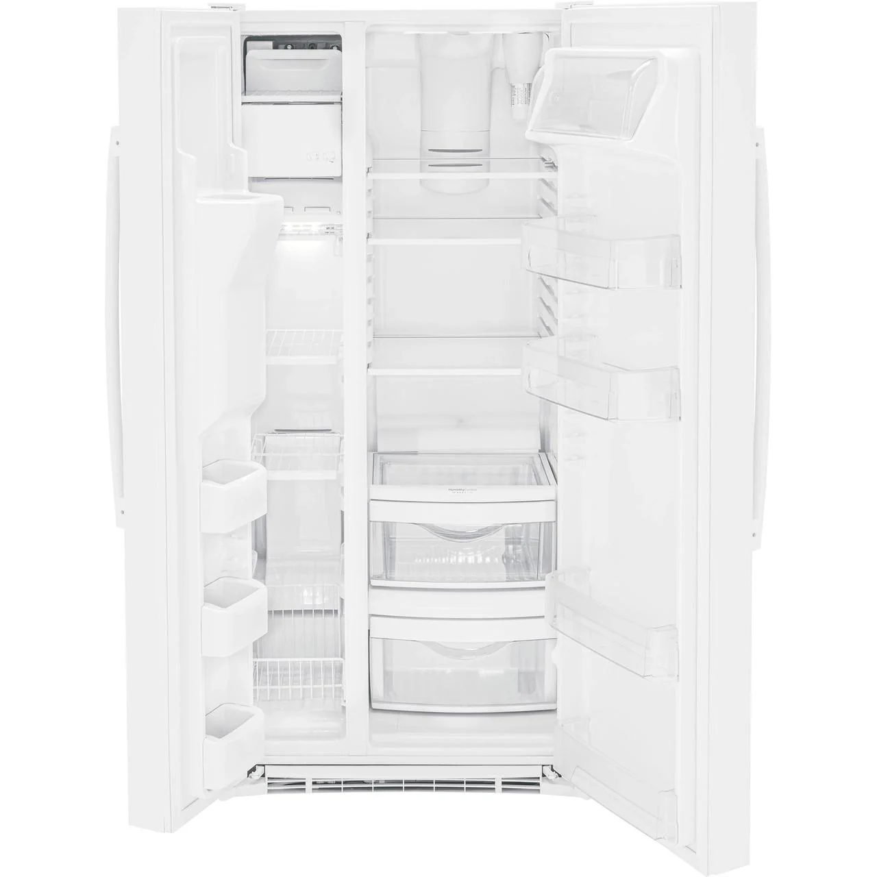 GE 33-inch, 23 cu. ft. Side-By-Side Refrigerator with Water and Ice Dispensing System GSS23GGPWW - Image 2