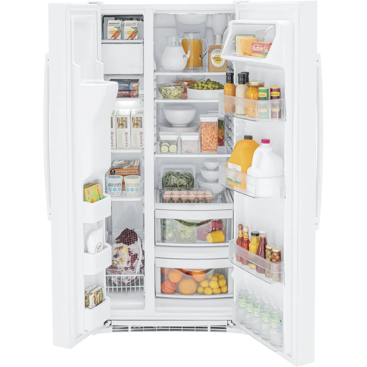 GE 33-inch, 23 cu. ft. Side-By-Side Refrigerator with Water and Ice Dispensing System GSS23GGPWW - Image 3