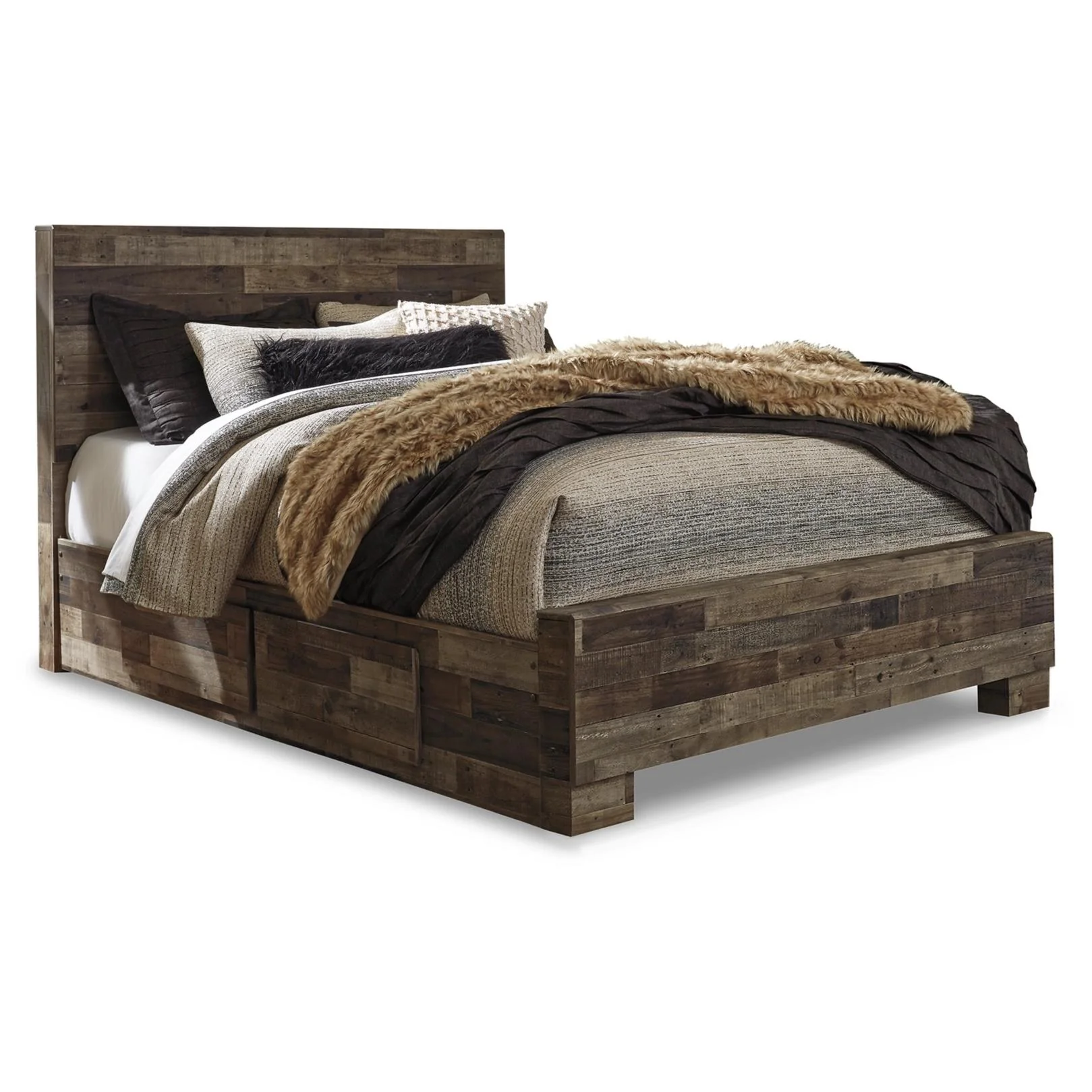 Benchcraft Derekson B200B22 Queen Panel Bed with 2 Storage Drawers - Image 1
