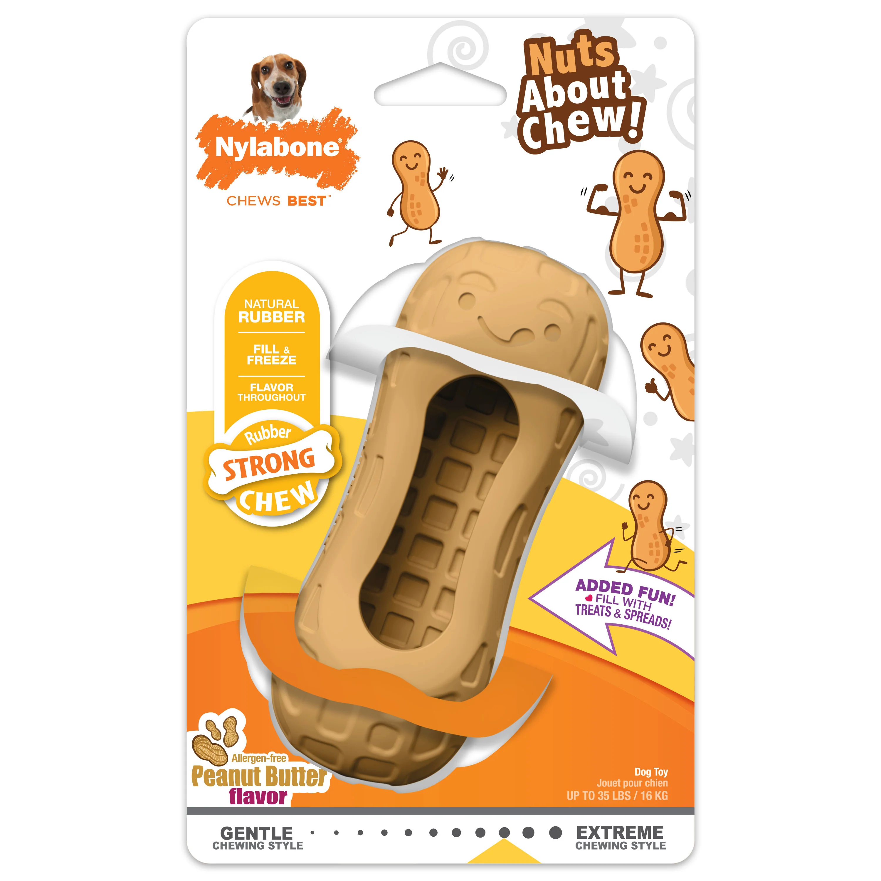 Nylabone Strong Chew Fillable Peanut Dog Toy Medium/Wolf - Image 1