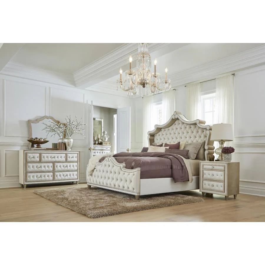 Coaster Furniture Antonella 223524 Upholstered Dresser Mirror - Camel - Image 2