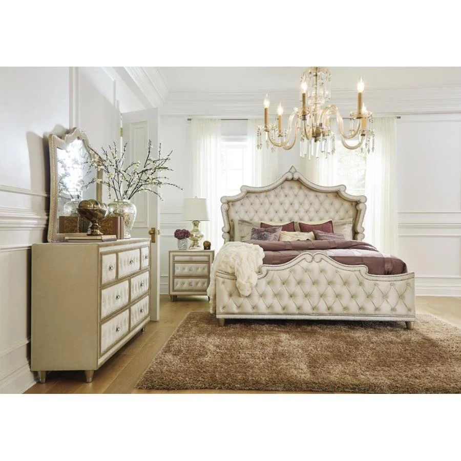 Coaster Furniture Antonella 223524 Upholstered Dresser Mirror - Camel - Image 3