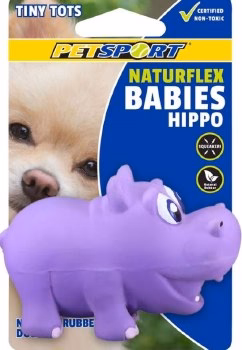 Petsport Naturflex Babies Hippo, Natural Latex, Squeaker Inside, Dog Toy, 3.5 inch - Image 1