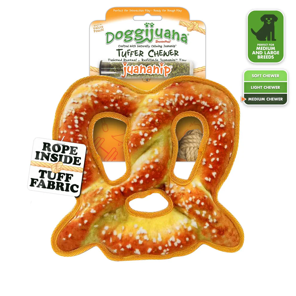 Doggijuana Plush Dog Toy Tuffer Chewer  Soft Pretzel - Image 1
