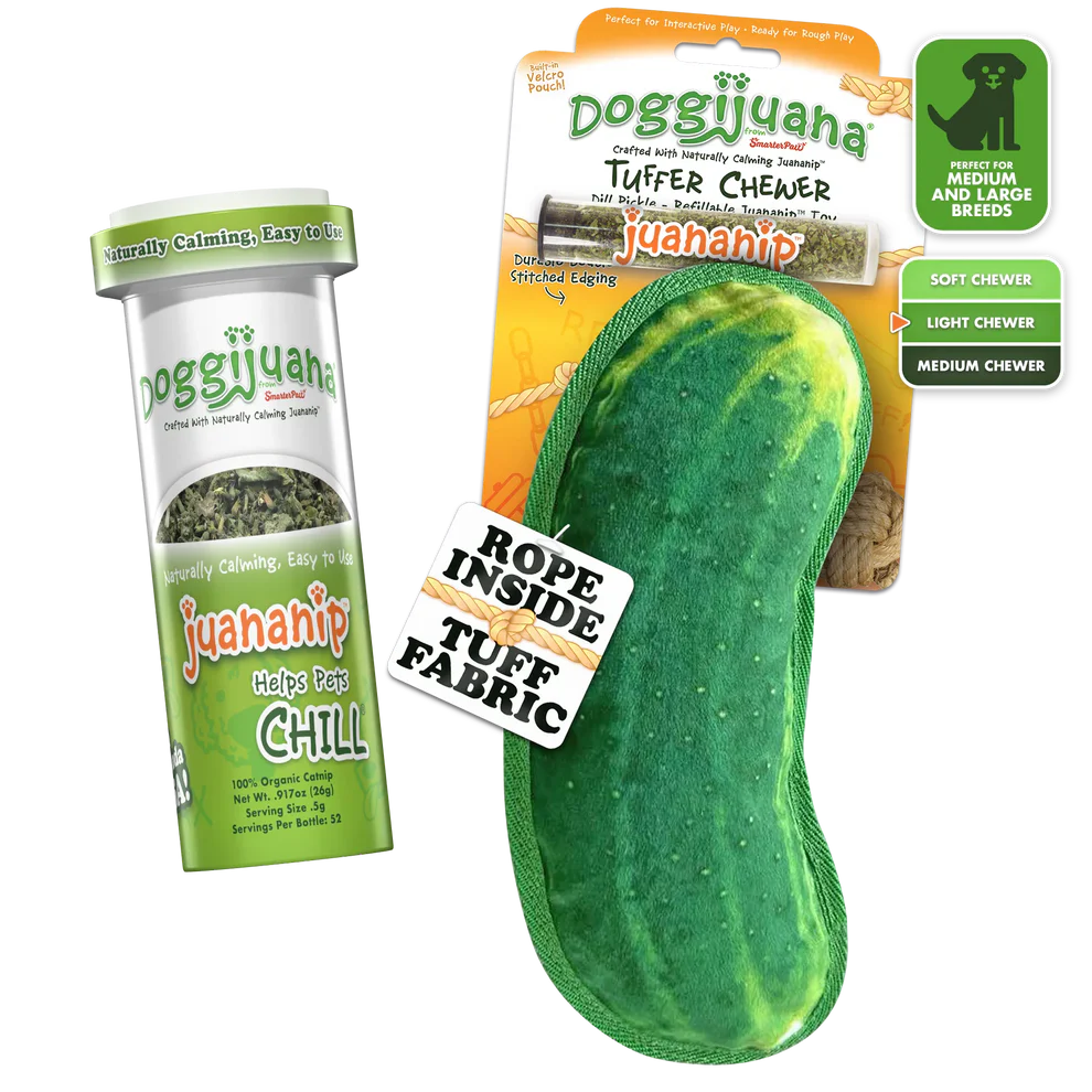 Doggijuana Plush Dog Toy Tuffer Chewer Dill Pickle - Image 1