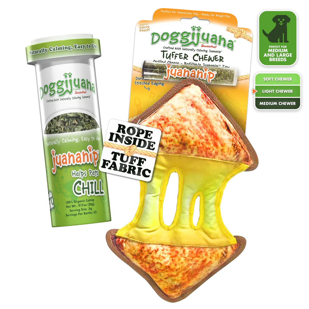 Doggijuana Plush Dog Toy Tuffer Chewer Grilled Cheese - Image 1