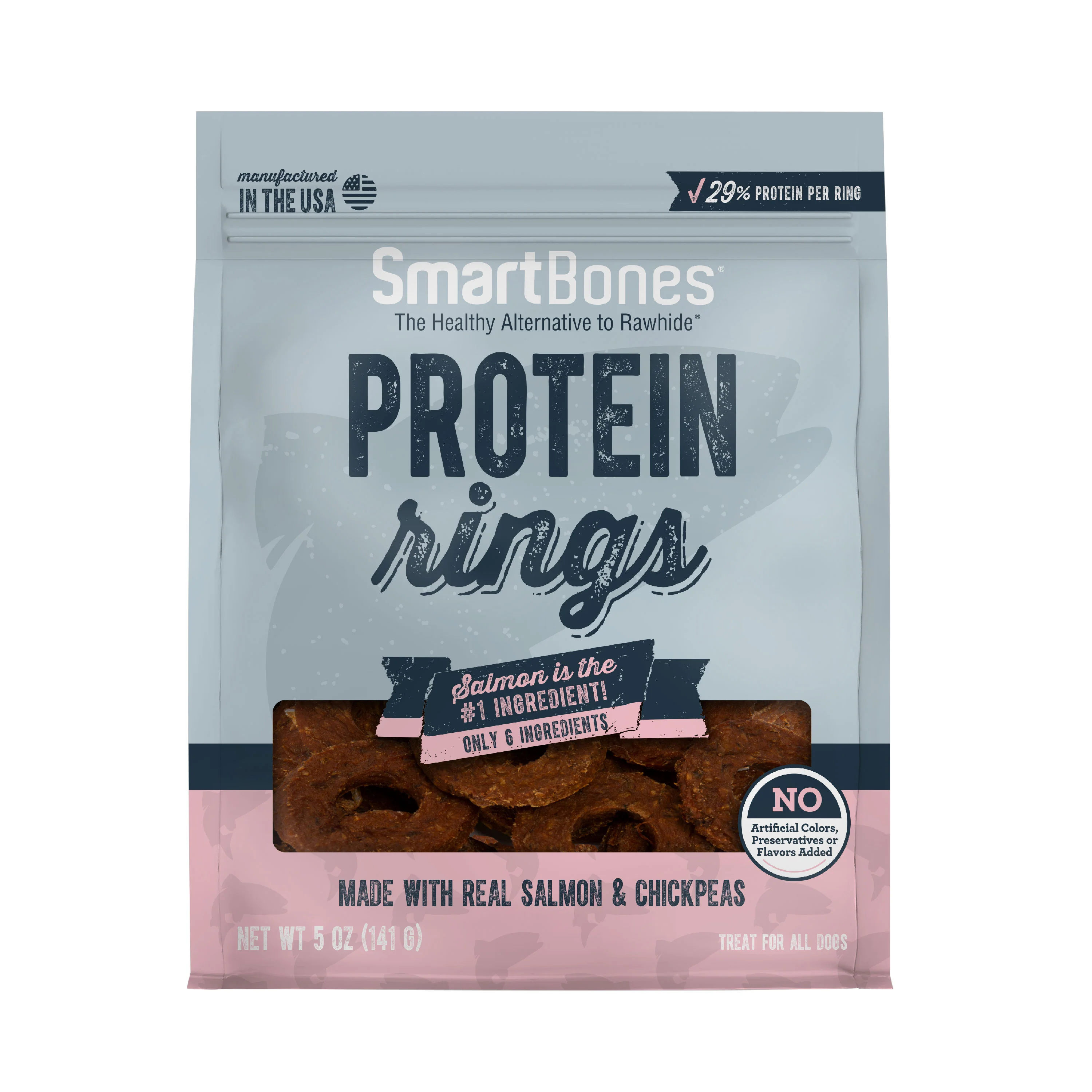 SmartBones Protein Rings With Real Salmon And Chickpeas, 5oz - Image 1