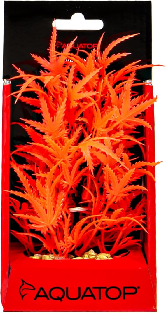 Aquatop Fluorescent Cannabis plant Aquarium Decoration 6in Red - Image 1