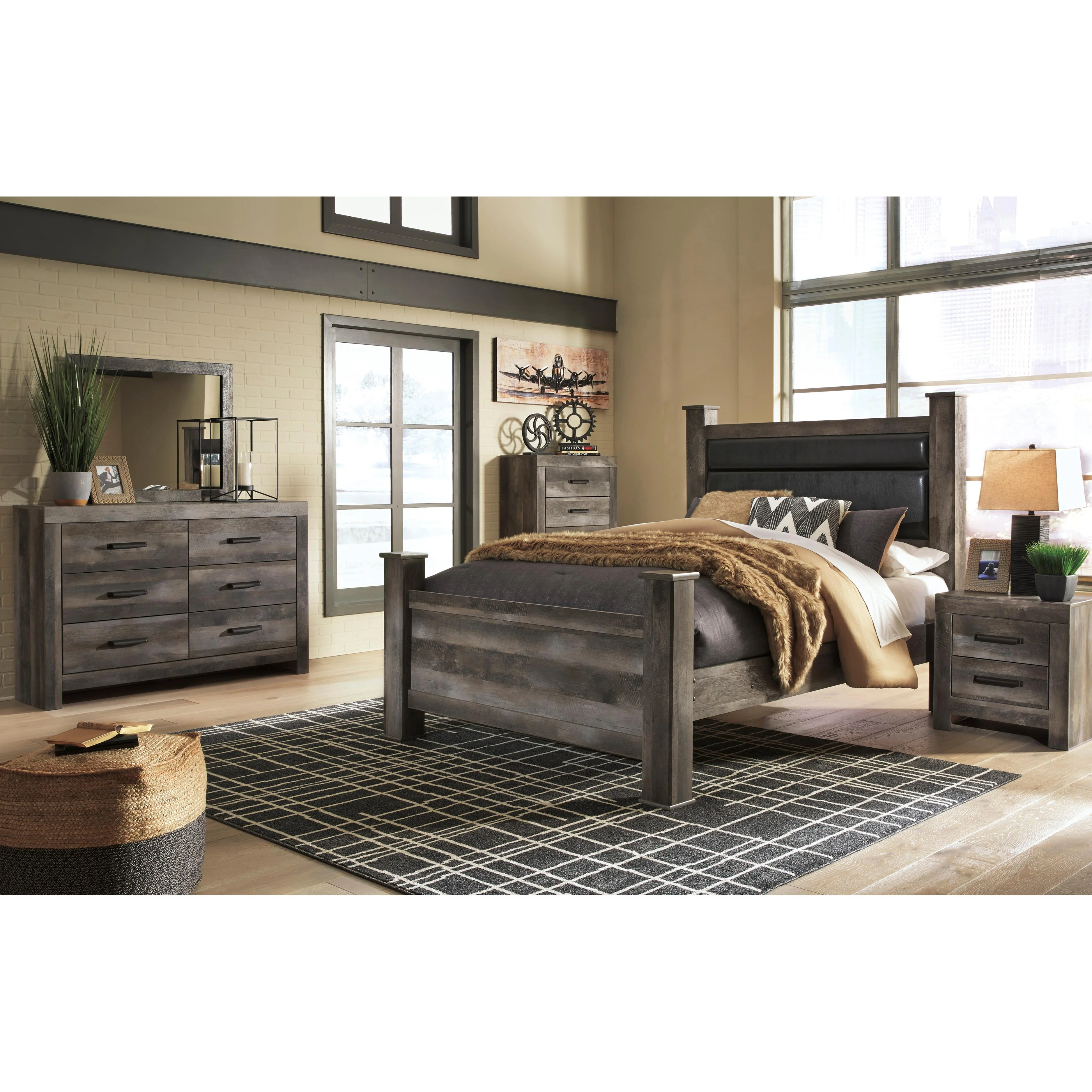 Signature Design by Ashley Wynnlow B440B7 Queen Upholstered Poster Bed - Image 3