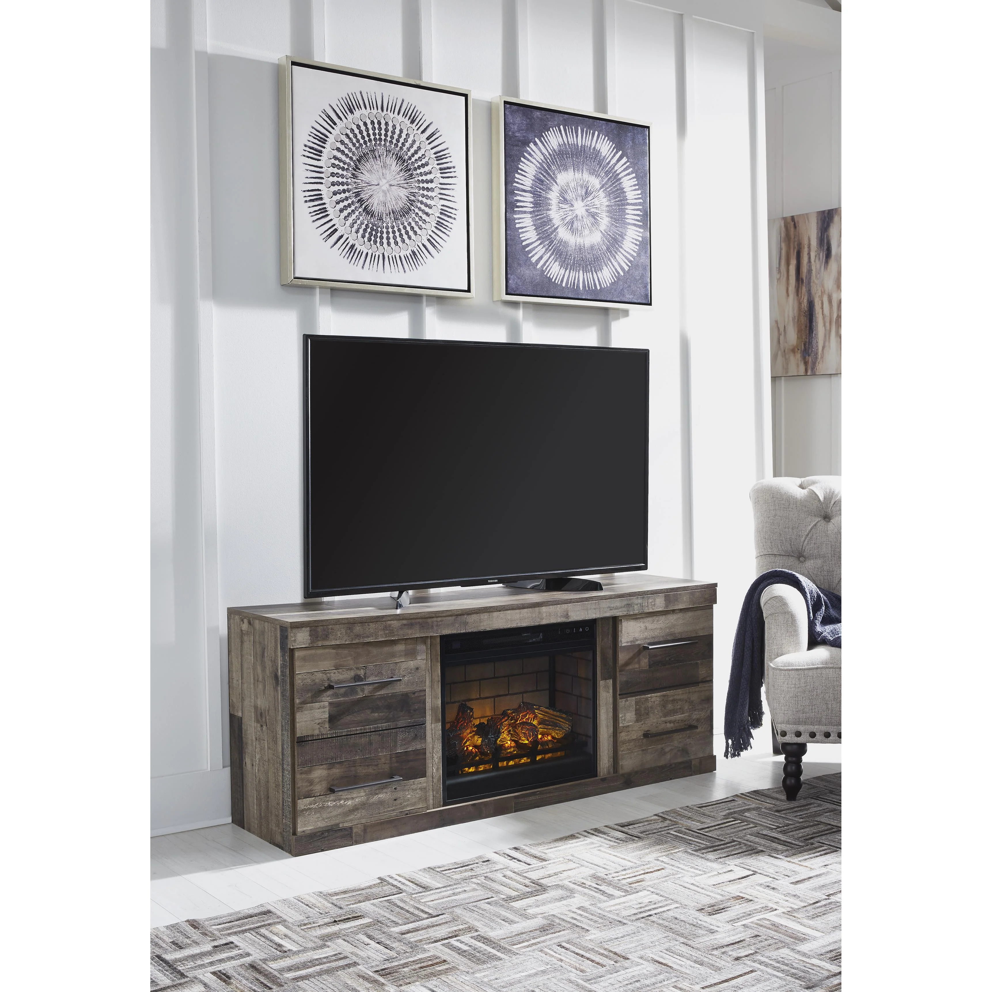 Signature Design by Ashley Derekson EW0200W7 TV Stand with Electric Fireplace - Image 3