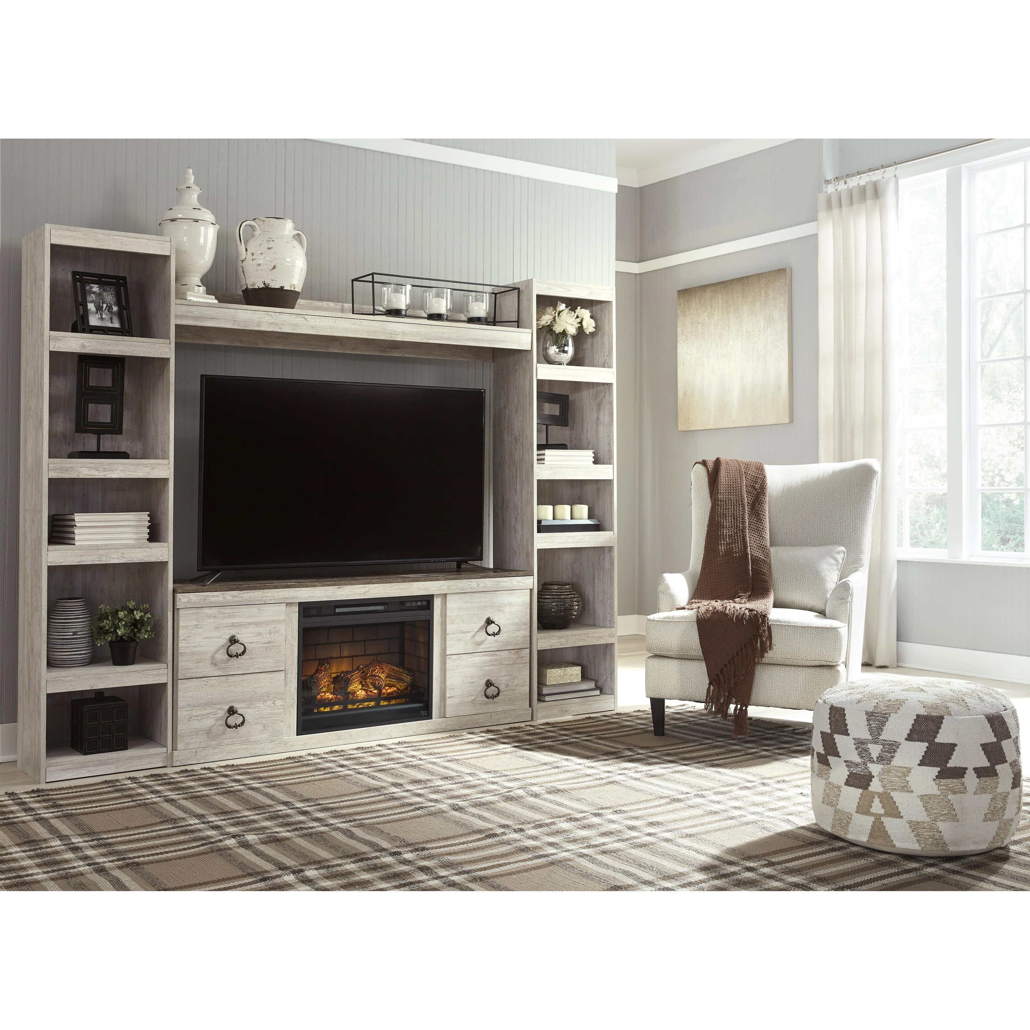 Signature Design by Ashley Willowton EW0267W9 4 pc Entertainment Center with Electric Fireplace - Image 2