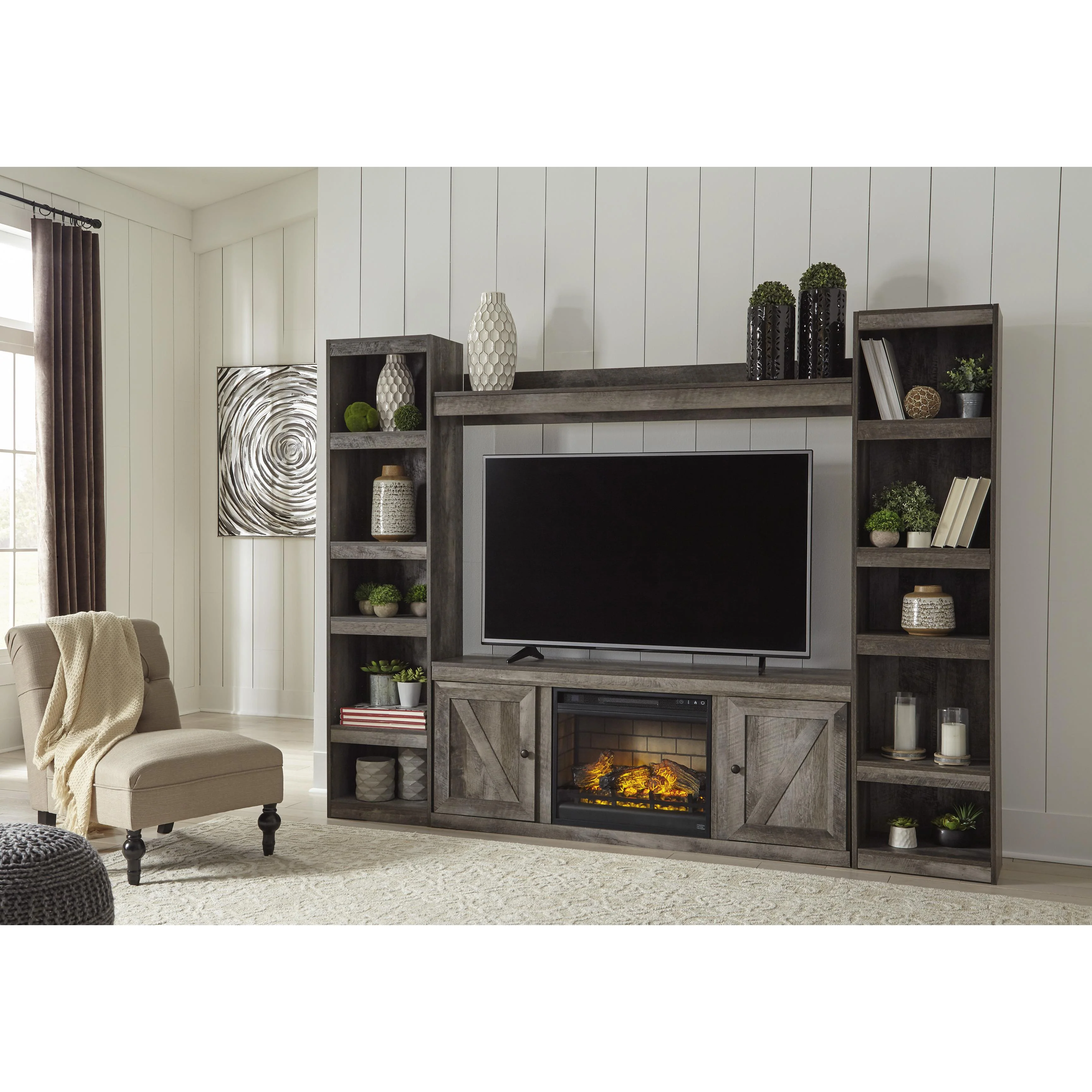 Signature Design by Ashley Wynnlow EW0440W8 4 pc Entertainment Center with Electric Fireplace - Image 2