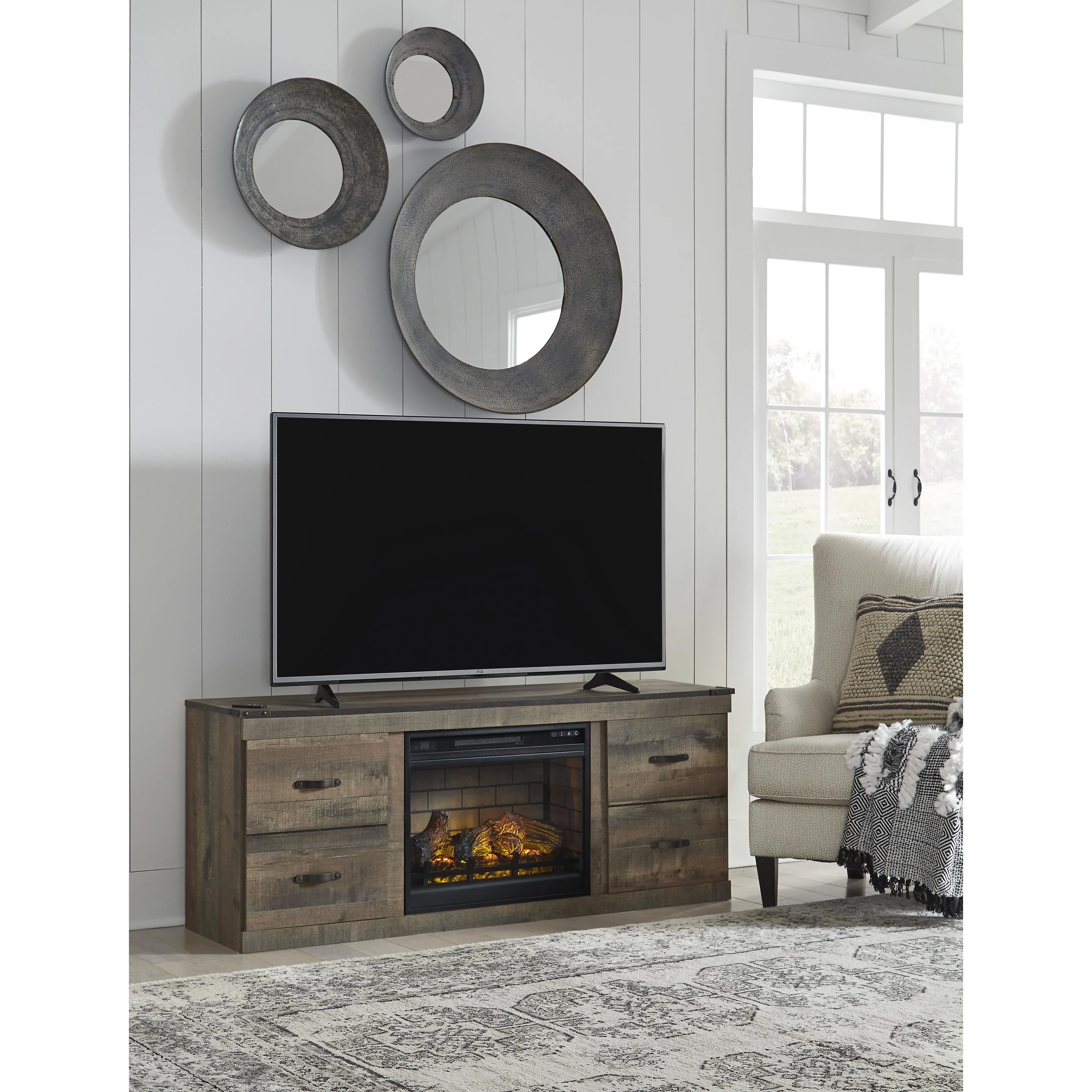 Signature Design by Ashley Trinell EW0446W8 TV Stand with Electric Fireplace - Image 3