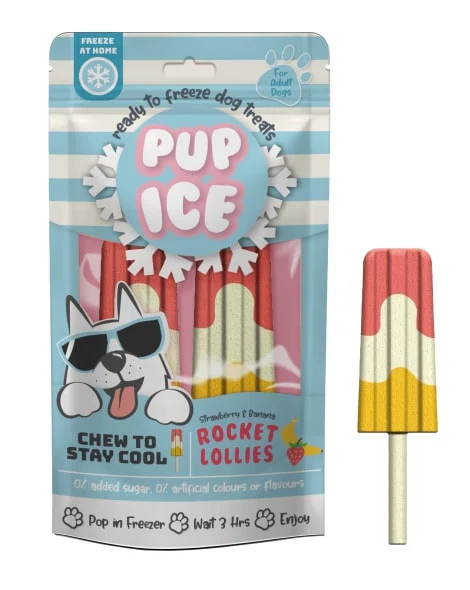 Spot Ethical Pet Dog Treat Pup Ice Rocket Lollies Yogurt, Strawberry & Banana Flavor 3oz - Image 1