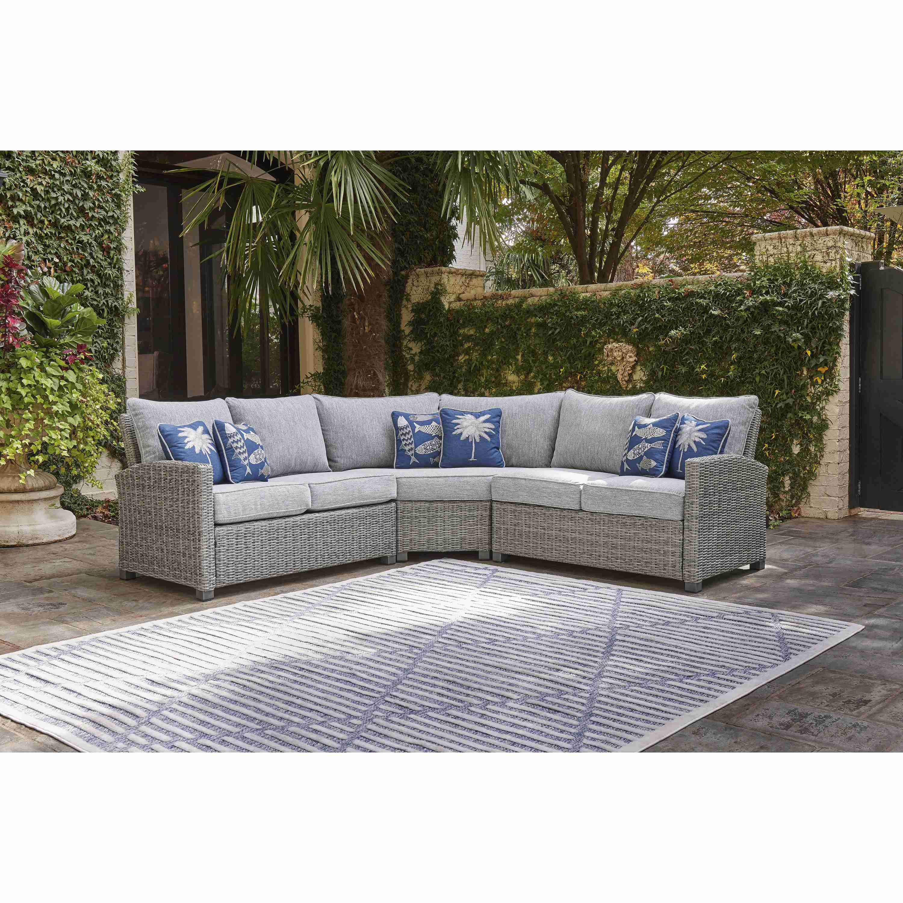 Signature Design by Ashley Naples Beach P439P1 3 pc Outdoor Sectional - Image 1