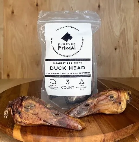 Furever Primal Dog Treat 3ct Duck Head - Image 1