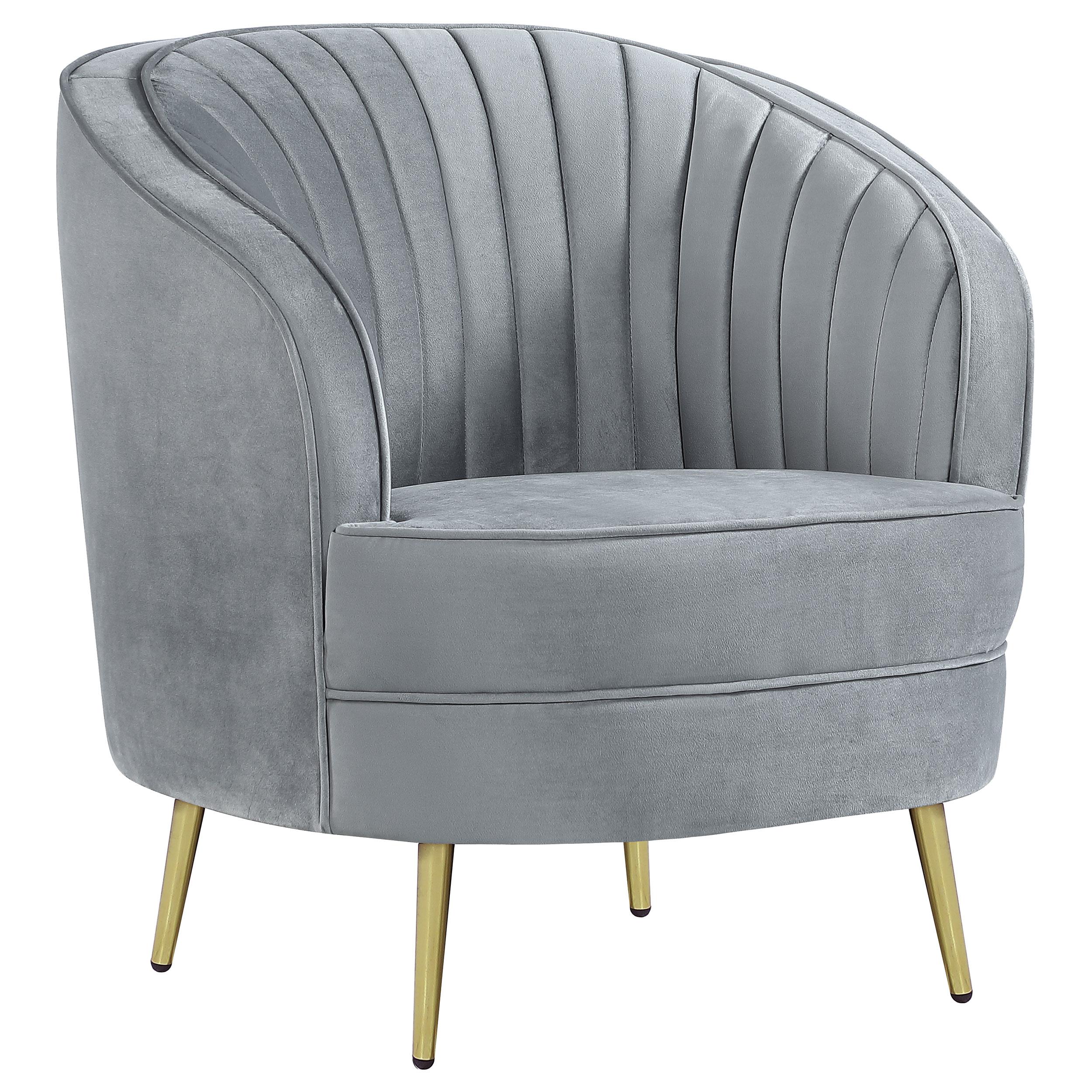 Coaster Furniture Sophia 506866 Upholstered Channel Tufted Barrel Accent Chair – Grey