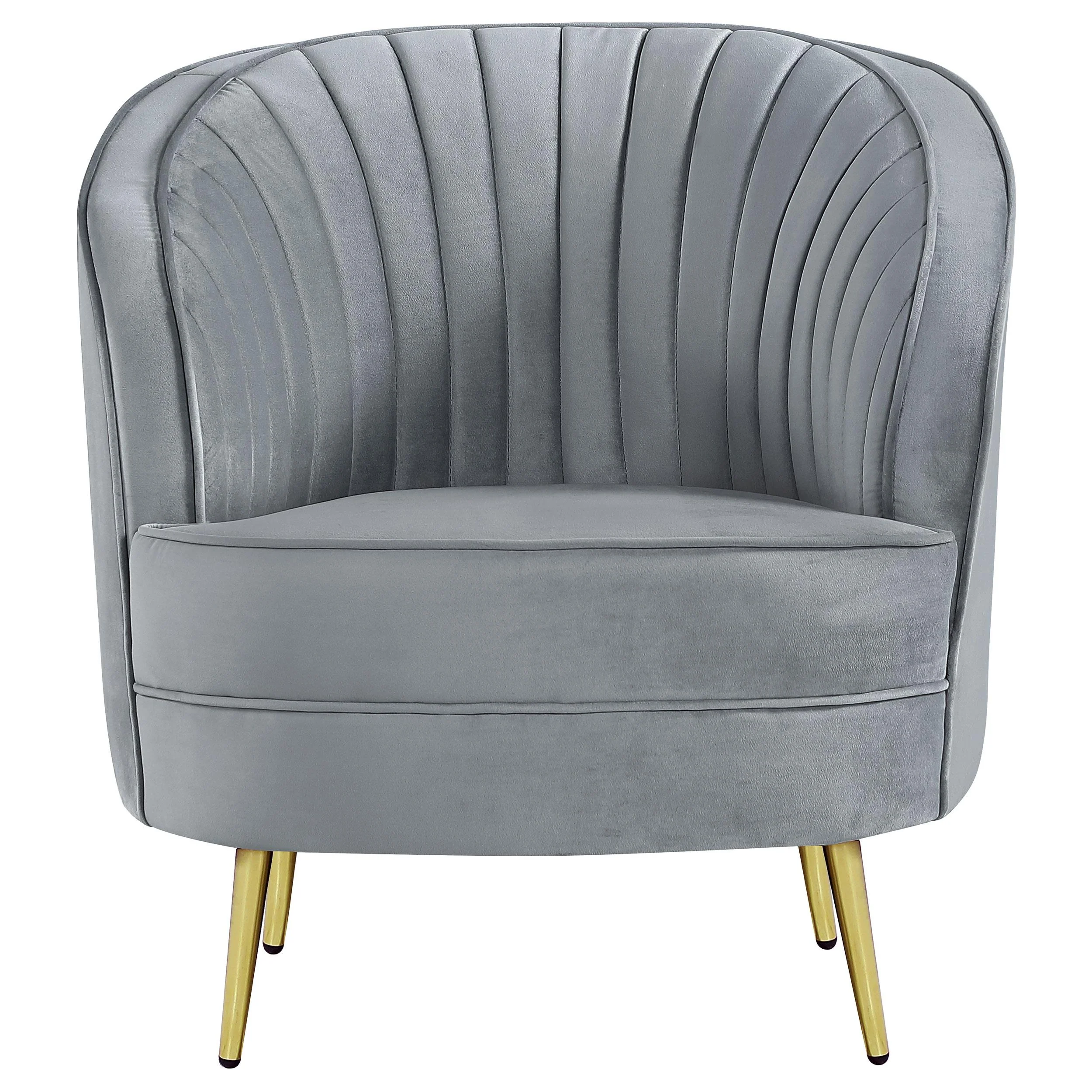 Coaster Furniture Sophia 506866 Upholstered Channel Tufted Barrel Accent Chair - Grey - Image 2