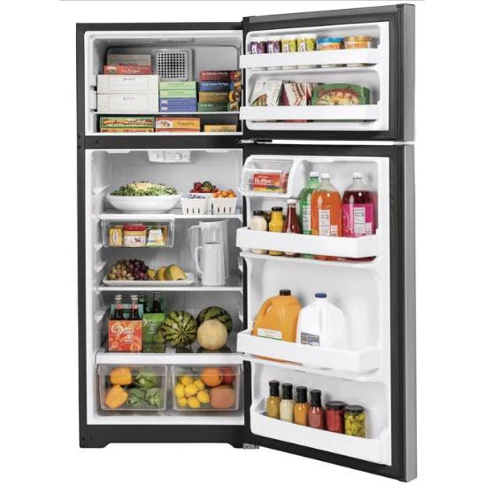 GE 28-inch, 17.5 cu. ft. Freestanding Top Freezer Refrigerator GTS18HYNRFS - Image 2