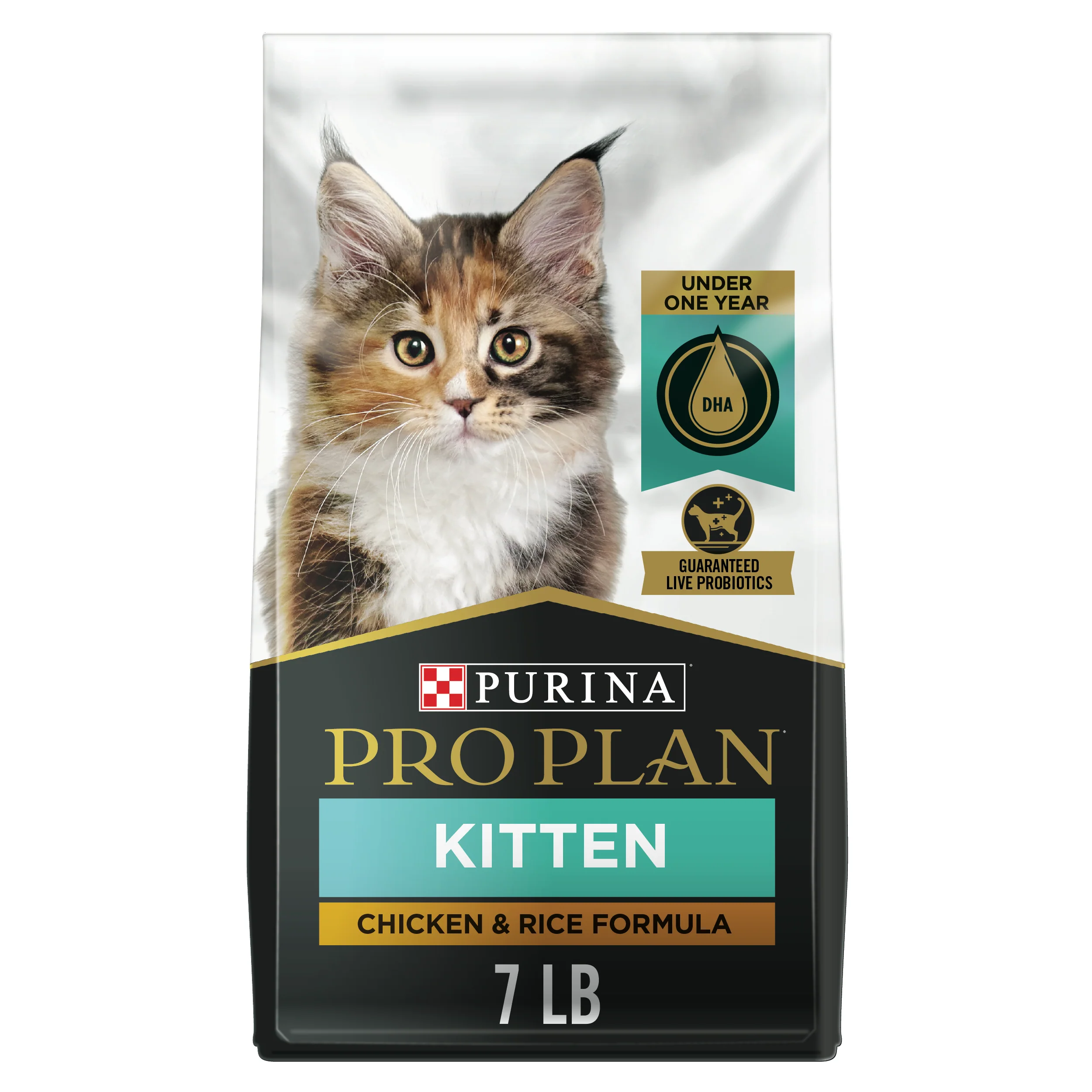 Purina Pro Plan With Probiotics, High Protein Dry Kitten Food, Chicken & Rice Formula 7lb - Image 1