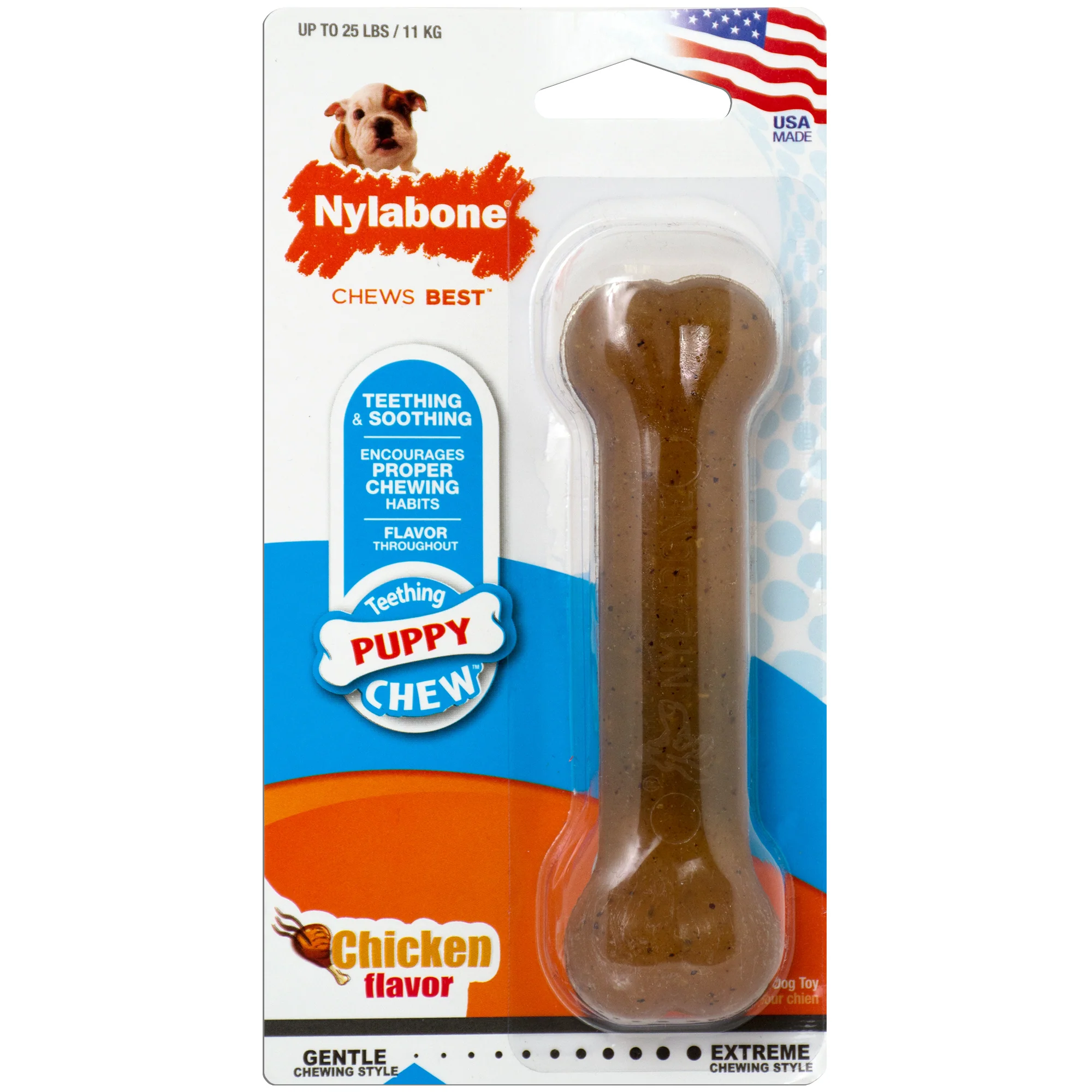 Nylabone Just for Puppies Teething Chew Classic Bone Chicken Bone Small/Regular - Image 1