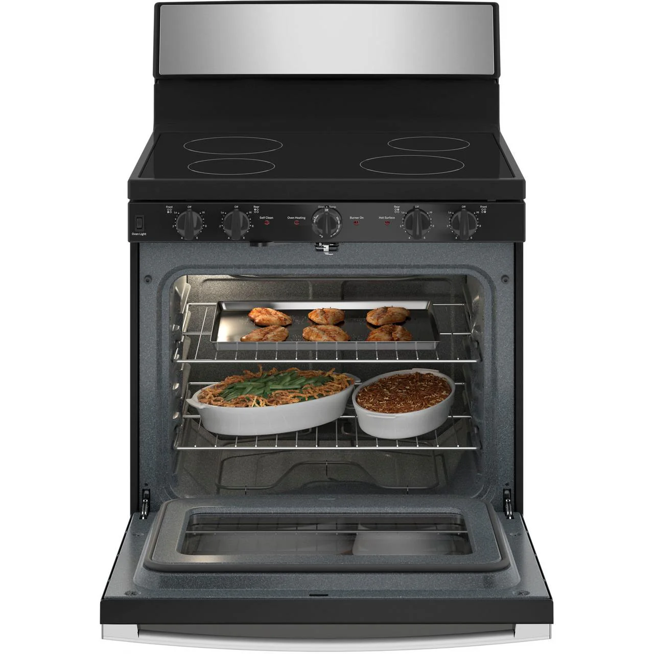 GE 30-inch Freestanding Electric Range with Radiant Smooth Cooktop JB480STSS - Image 2