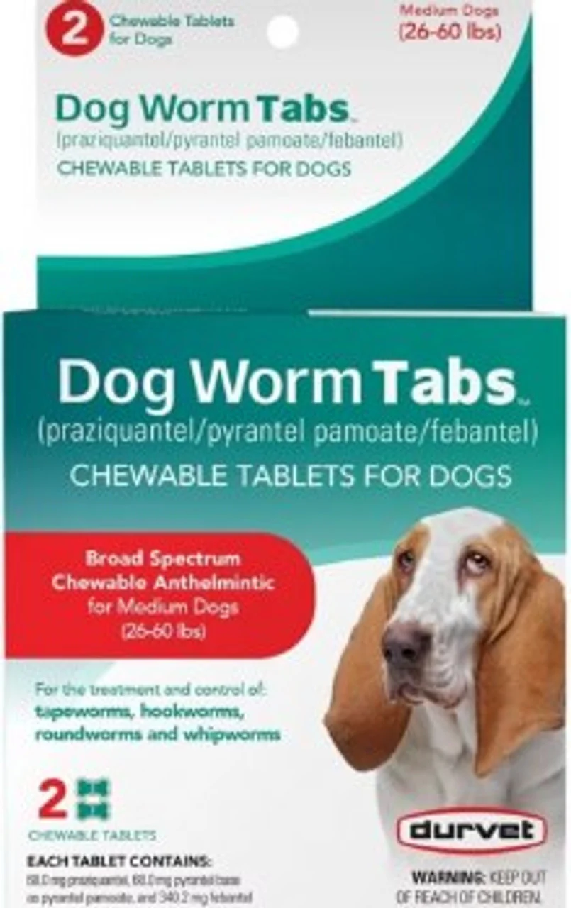 Durvet Dog Dewormer Tabs Medium Dog 4 ct - Image 1