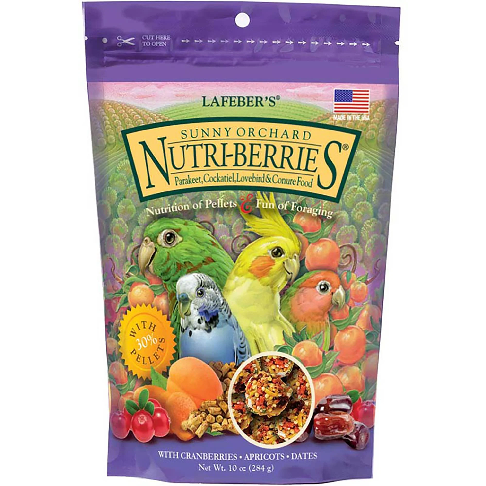 Lafeber s® Sunny Orchard Nutri-Berries Parakeet & Cockatiel Food  10-Oz - Image 1