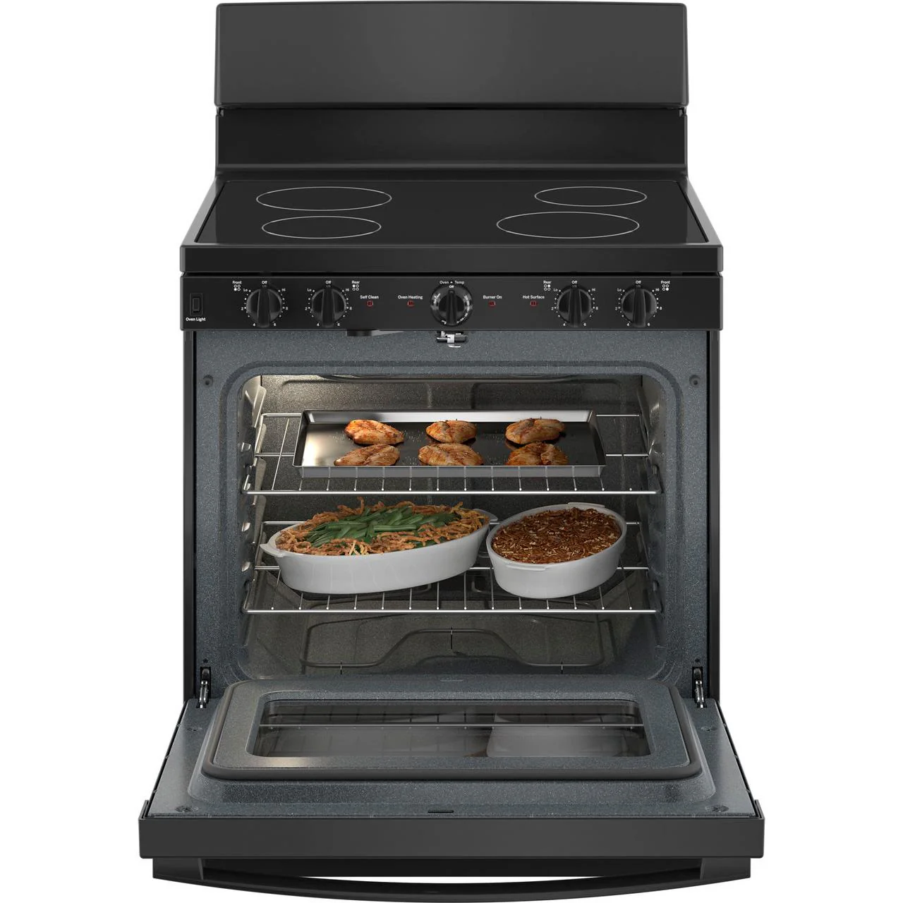 GE 30-inch Freestanding Electric Range with Radiant Smooth Cooktop JB480DTBB - Image 3