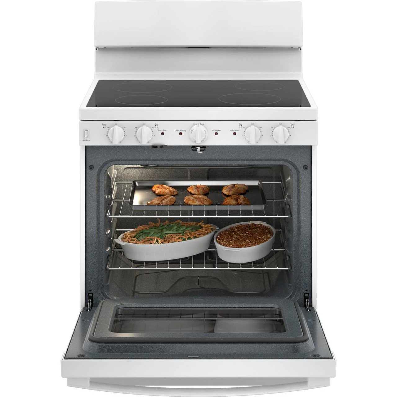 GE 30-inch Freestanding Electric Range with Radiant Smooth Cooktop JB480DTWW - Image 3