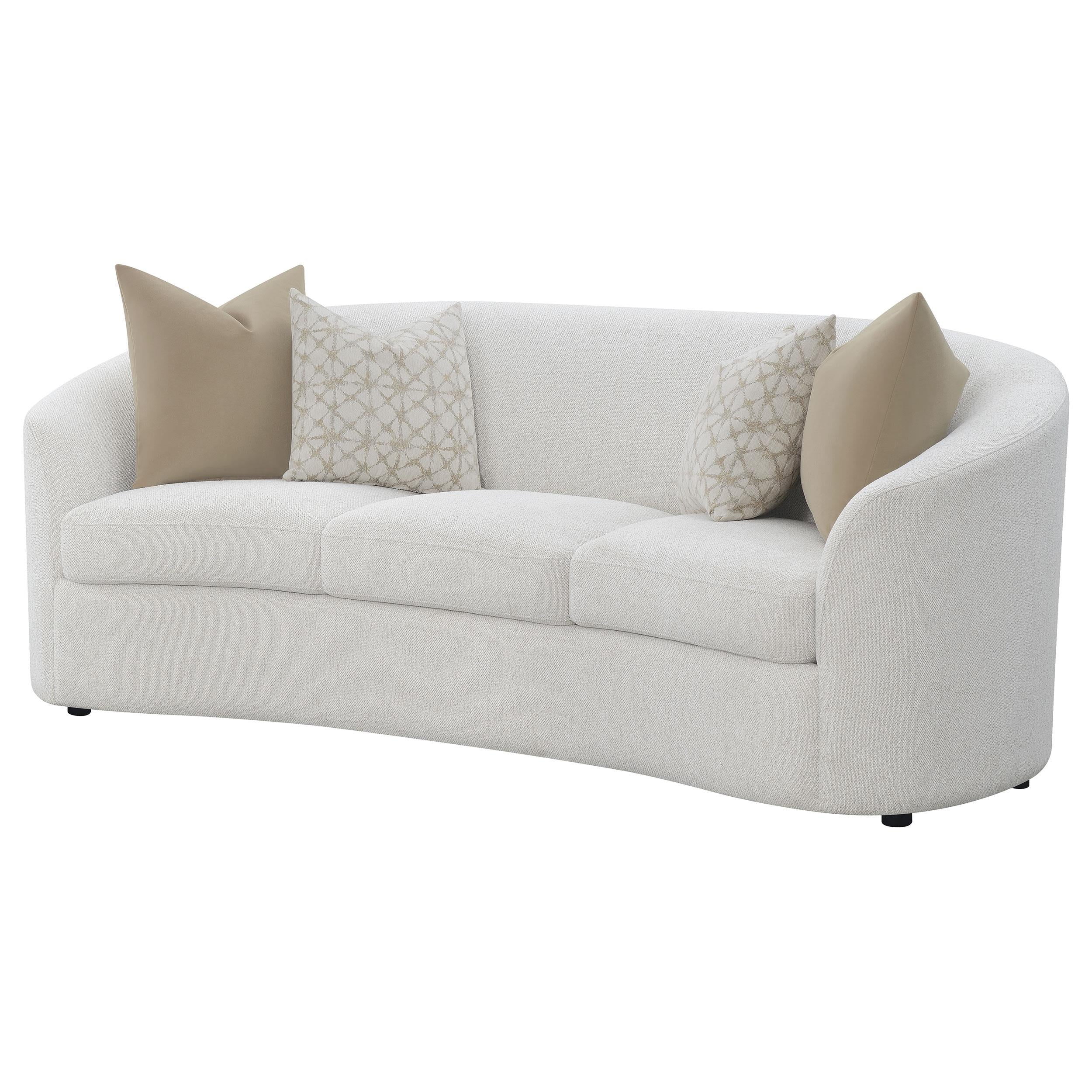 Coaster Furniture Rainn 509171 Boucle Upholstered Sloped Arm Sofa - Latte - Image 3