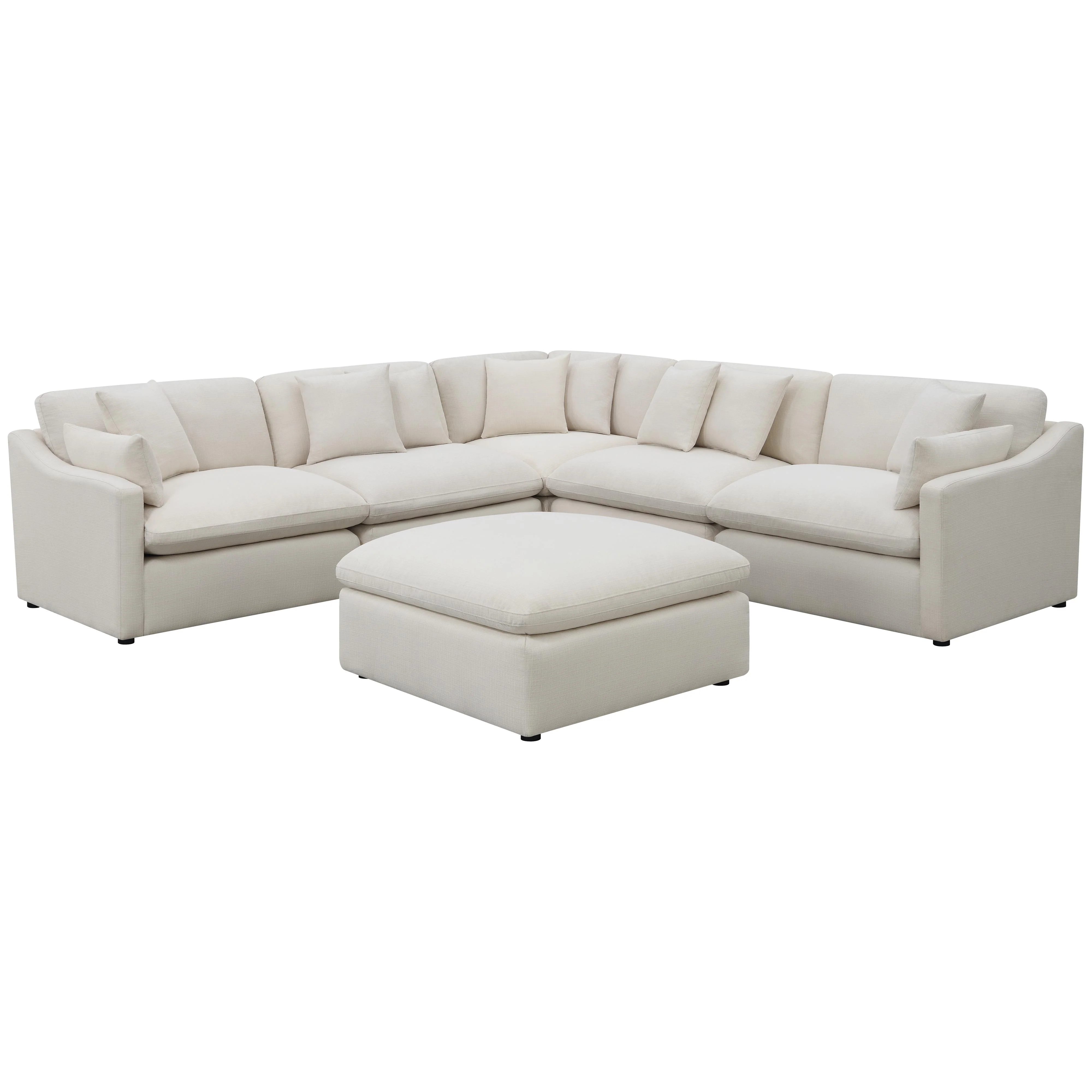 Coaster Furniture Hobson 551453 Square Upholstered Ottoman - Ivory - Image 3