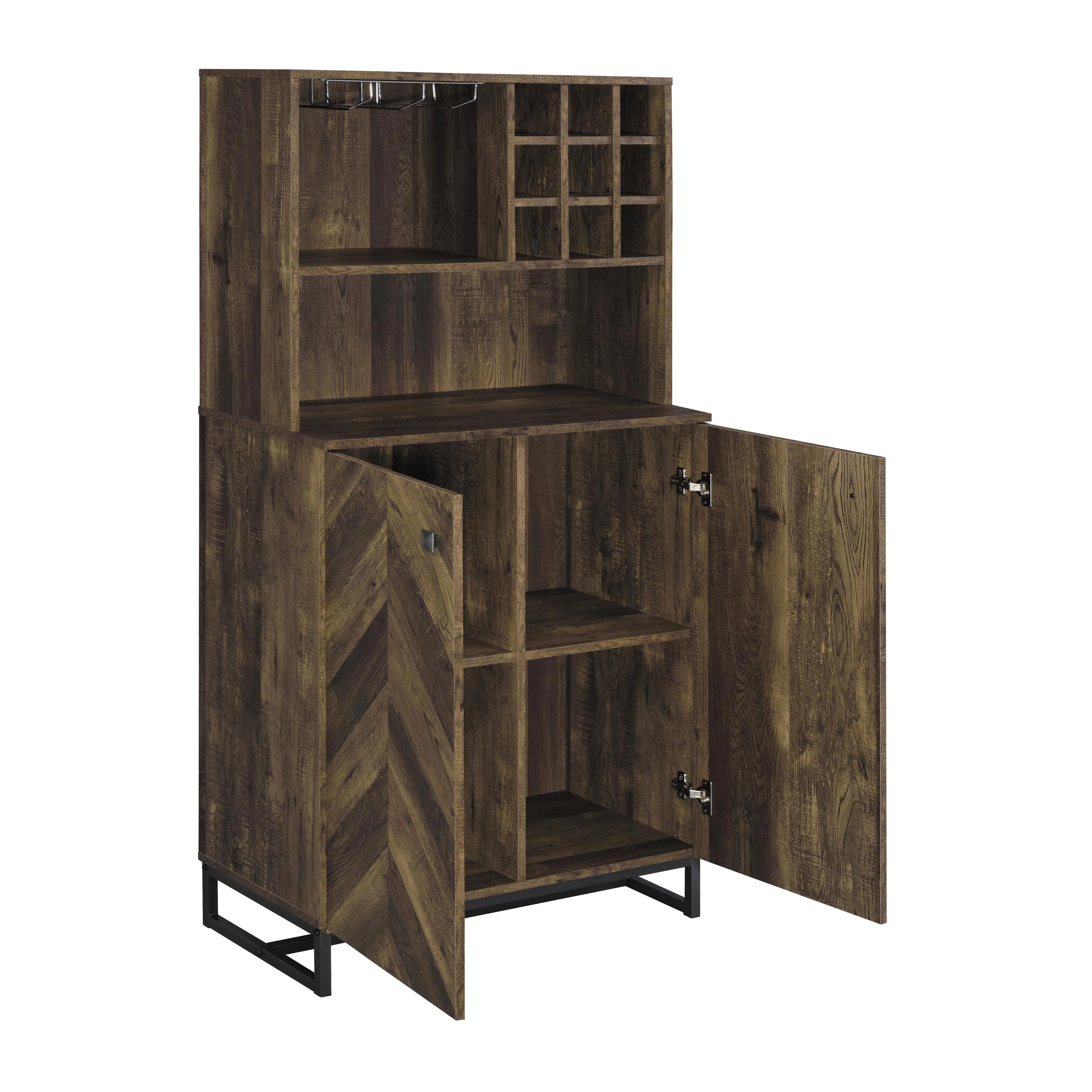 Coaster Furniture Mendoza 182082 2-door Home Bar Cabinet Wine Storage - Rustic Oak - Image 2